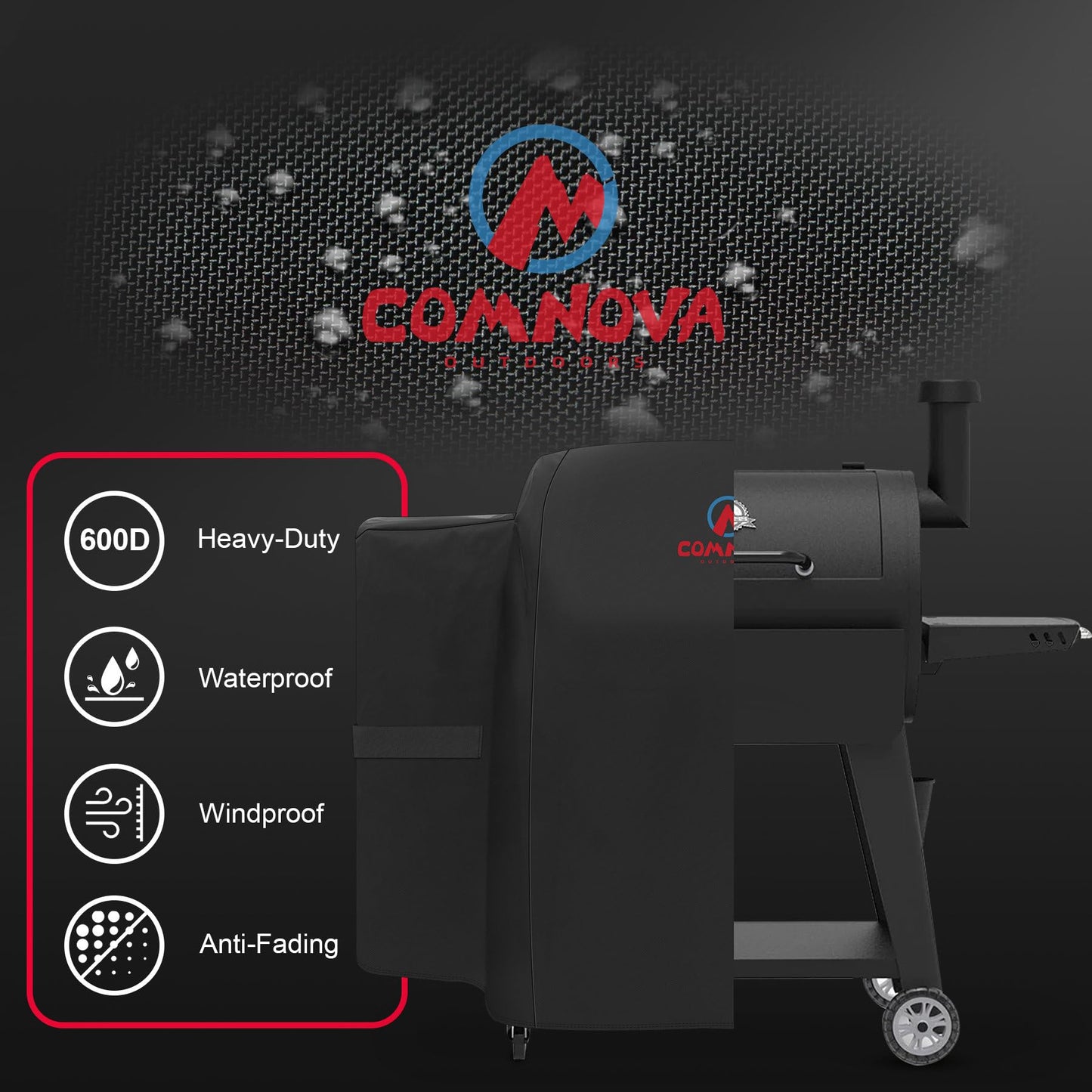 Comnova Grill Cover for Pit Boss 820-850 - Z Grill 700 - Premium Wood Pellet Smoker Cover for Pitboss Waterproof & Heavy Duty, 600D Pellet BBQ Cover for Pit Boss 820 Deluxe, Pro 850 and Z Grill 700