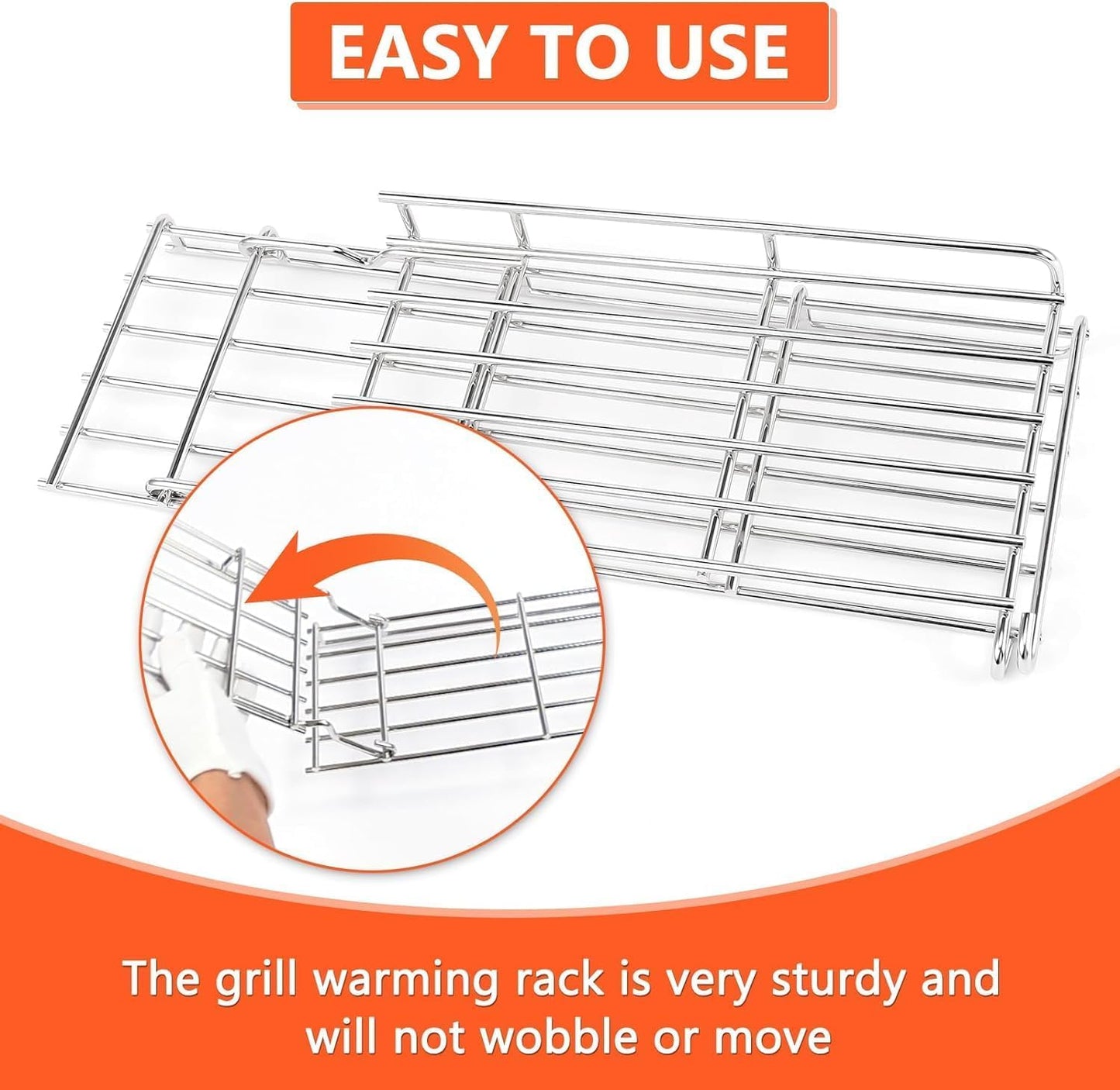 QuliMetal- 66045 Grill Warming Rack for Weber Genesis Ii 400 Series Gas Grills, Genesis Ii E/S/Se 410, Ii E/S 435 Series, Stainless Steel