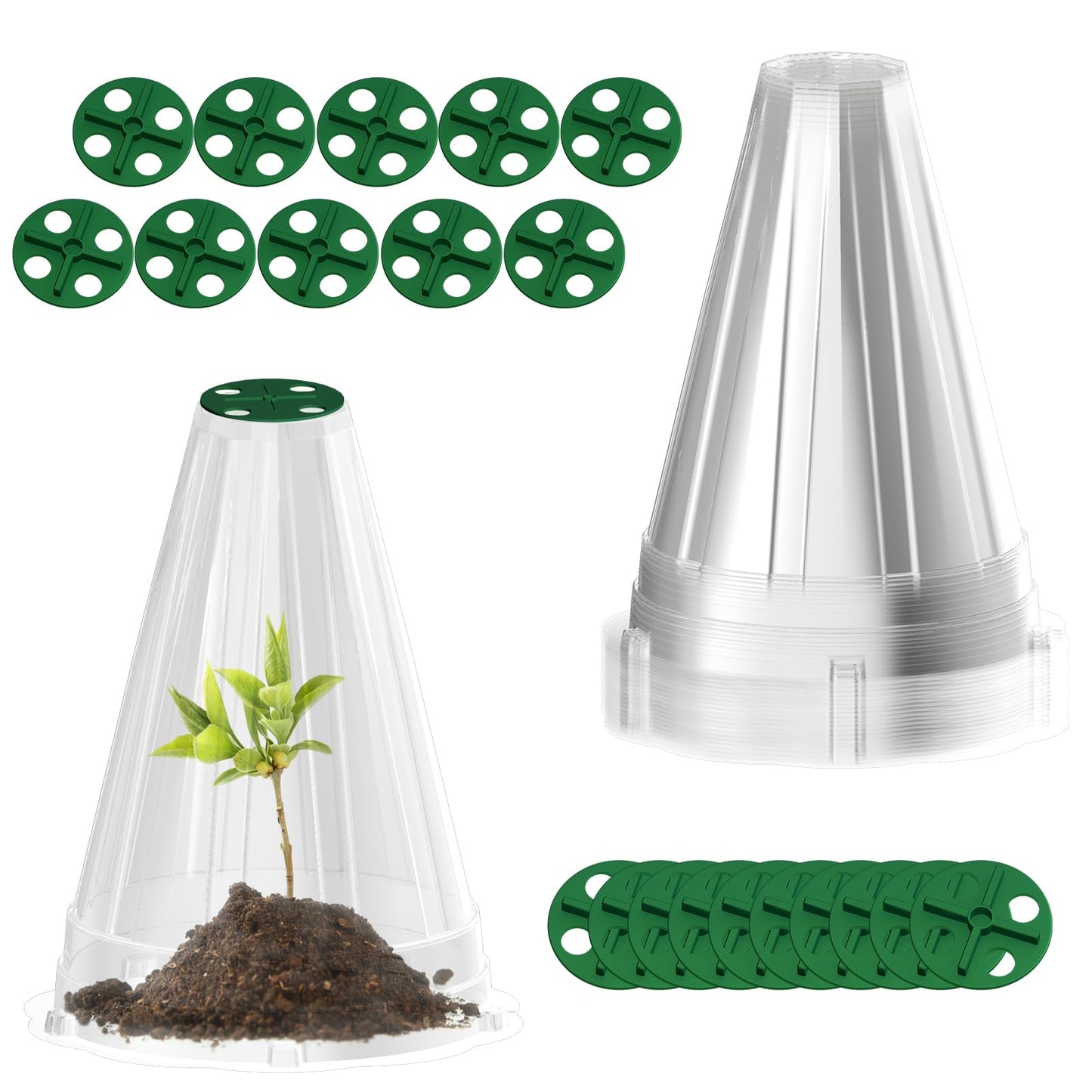 Garden Cloches for Plants, Garden Cloche with Rotary Vent, Reusable Bell Plant Covers, Plant Cloche Protectors from Animals Snails Birds Chickens, 7.9" H X 6.7" D (Transparent-20PCS)