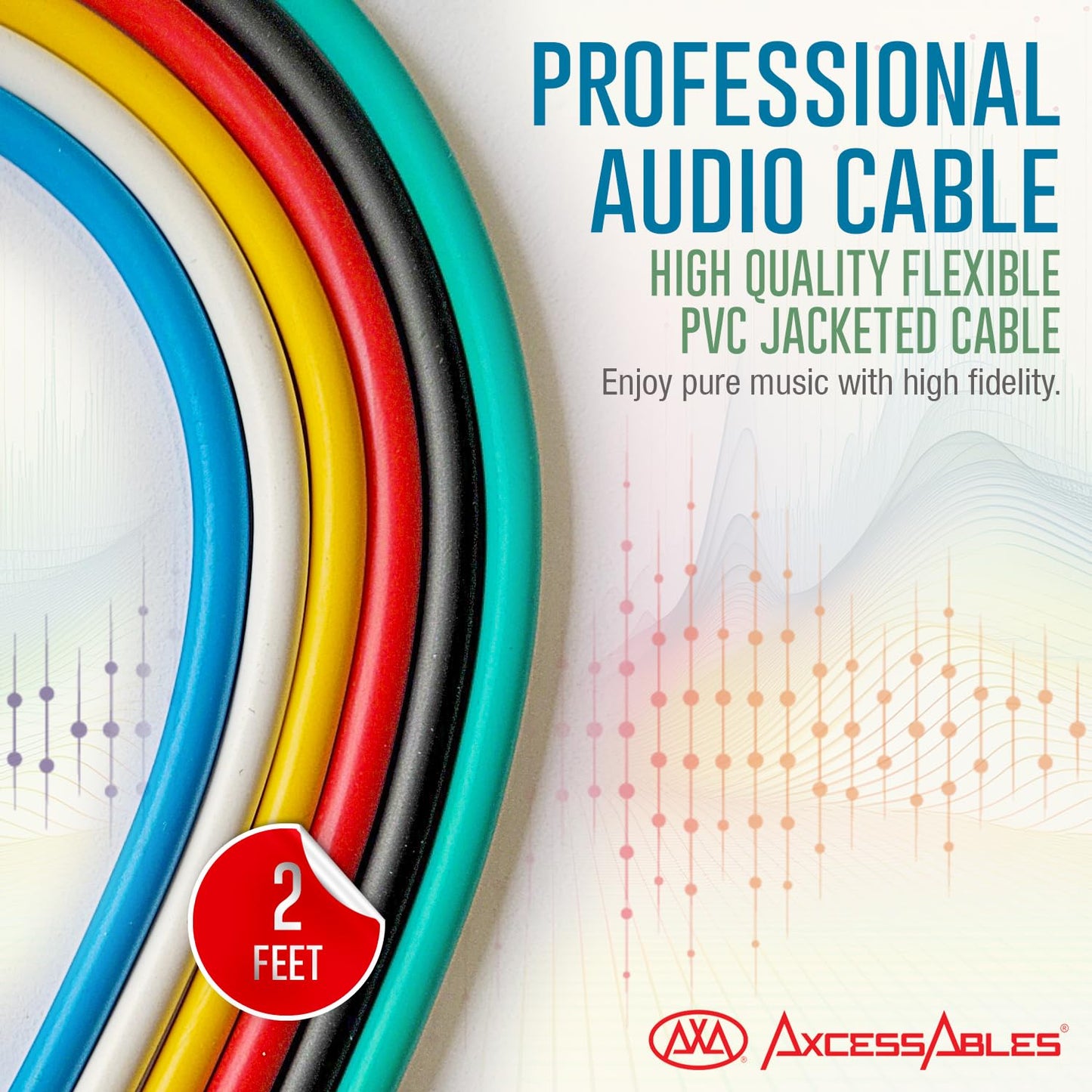 AxcessAbles XLR Female to 1/4" TRS Balanced 2ft Speaker Color Cable Pack | Balanced Speaker, Microphone Snake Cords (2ft - 6 Pack)