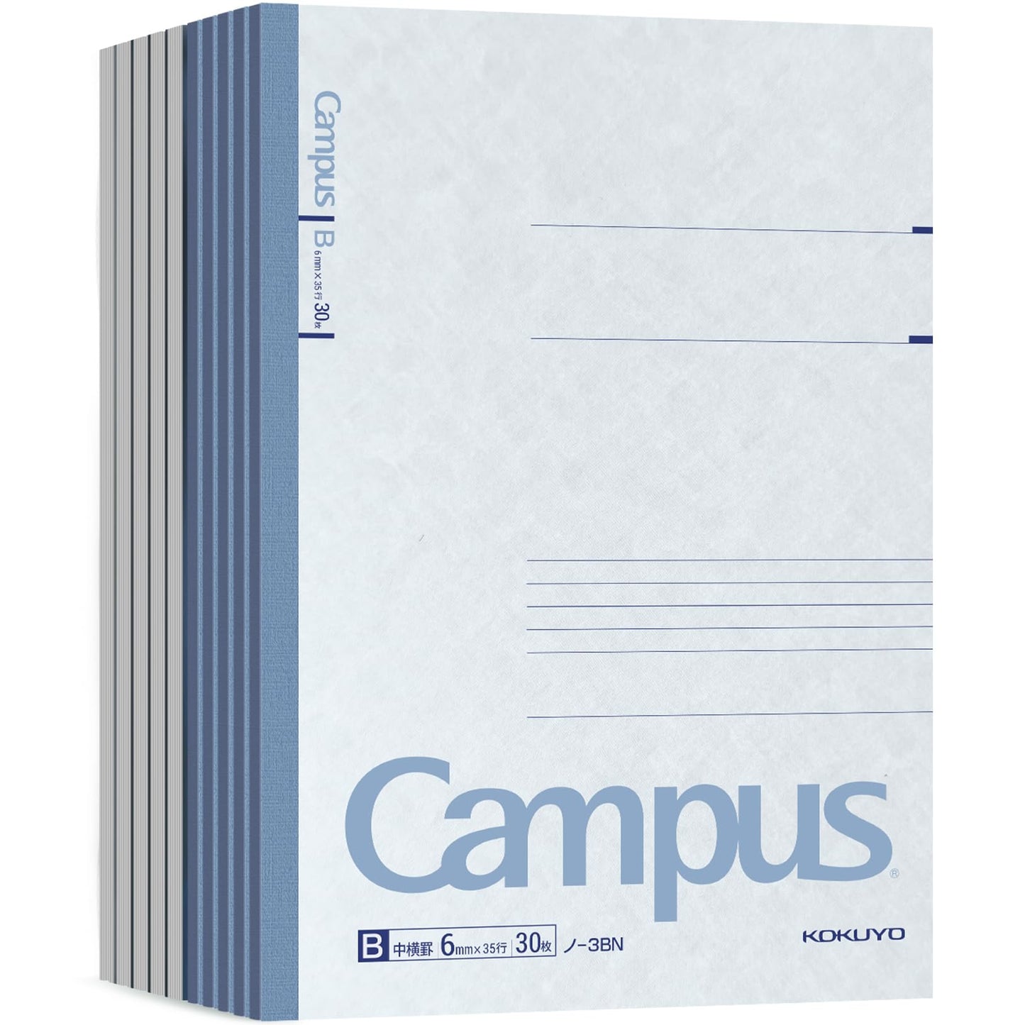 KOKUYO Campus Notebook, B 6mm Ruled, Semi-B5, 30 Sheets, 35 Lines, Blue, Pack of 10, Japan Import (NO-3BNX10)