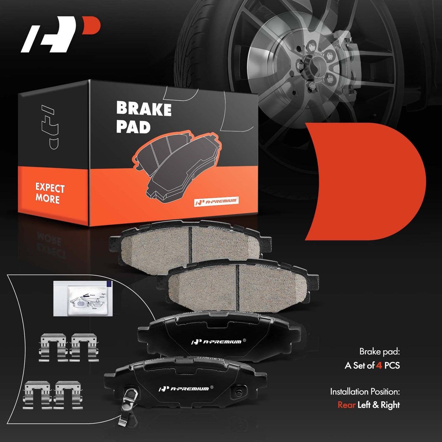 A-Premium Rear Ceramic Disc Brake Pads Set Compatible with Select Scion and Subaru Models - Impreza 2008-2019, Legacy/Outback 2005-2014, WRX 2013-2016, Forester 2009-2018, (XV) Crosstrek, BRZ, FR-S