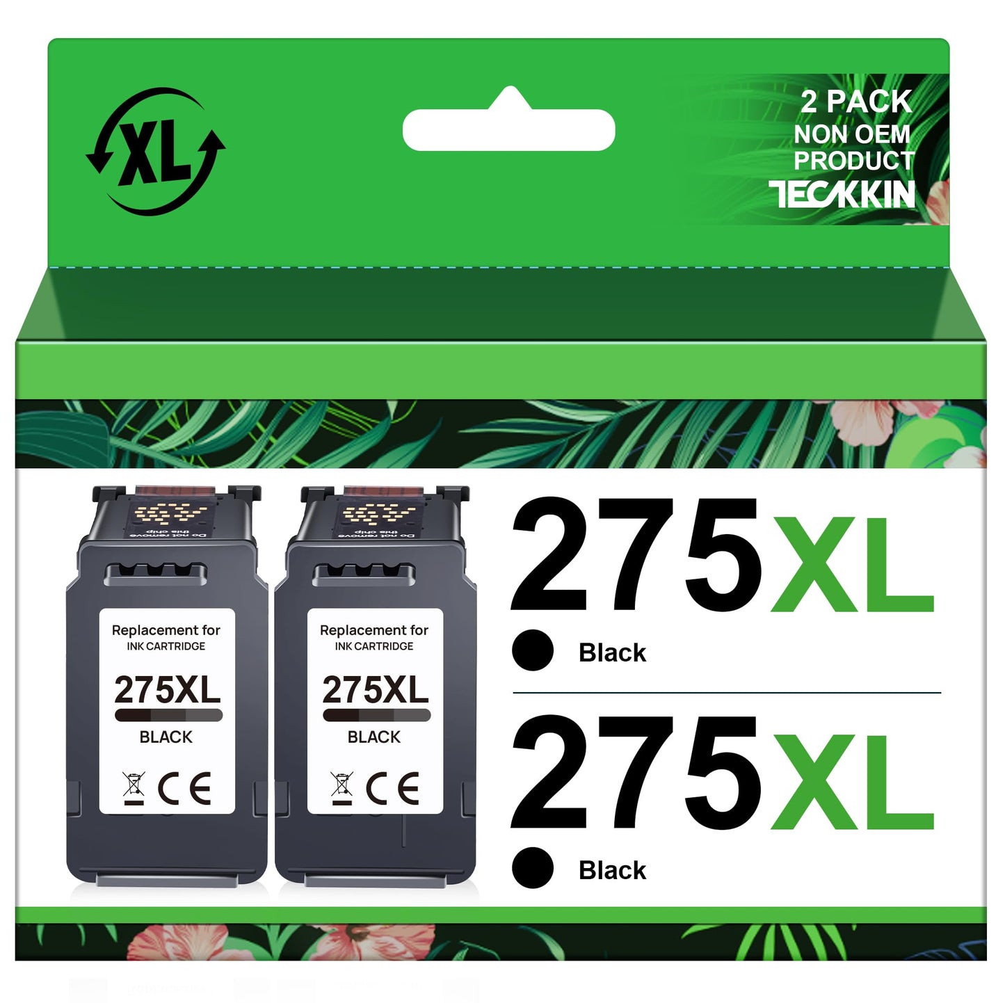 PG-275XL Black Ink Cartridge 275XL High Capacity TECKKIN for Canon PG-275 Black Ink Cartridge Compatible to Canon PIXMA TR4720 TS3522 TR4700 TS3722 TS3500 TS3520 TS3720 TR4722 (2 Black)