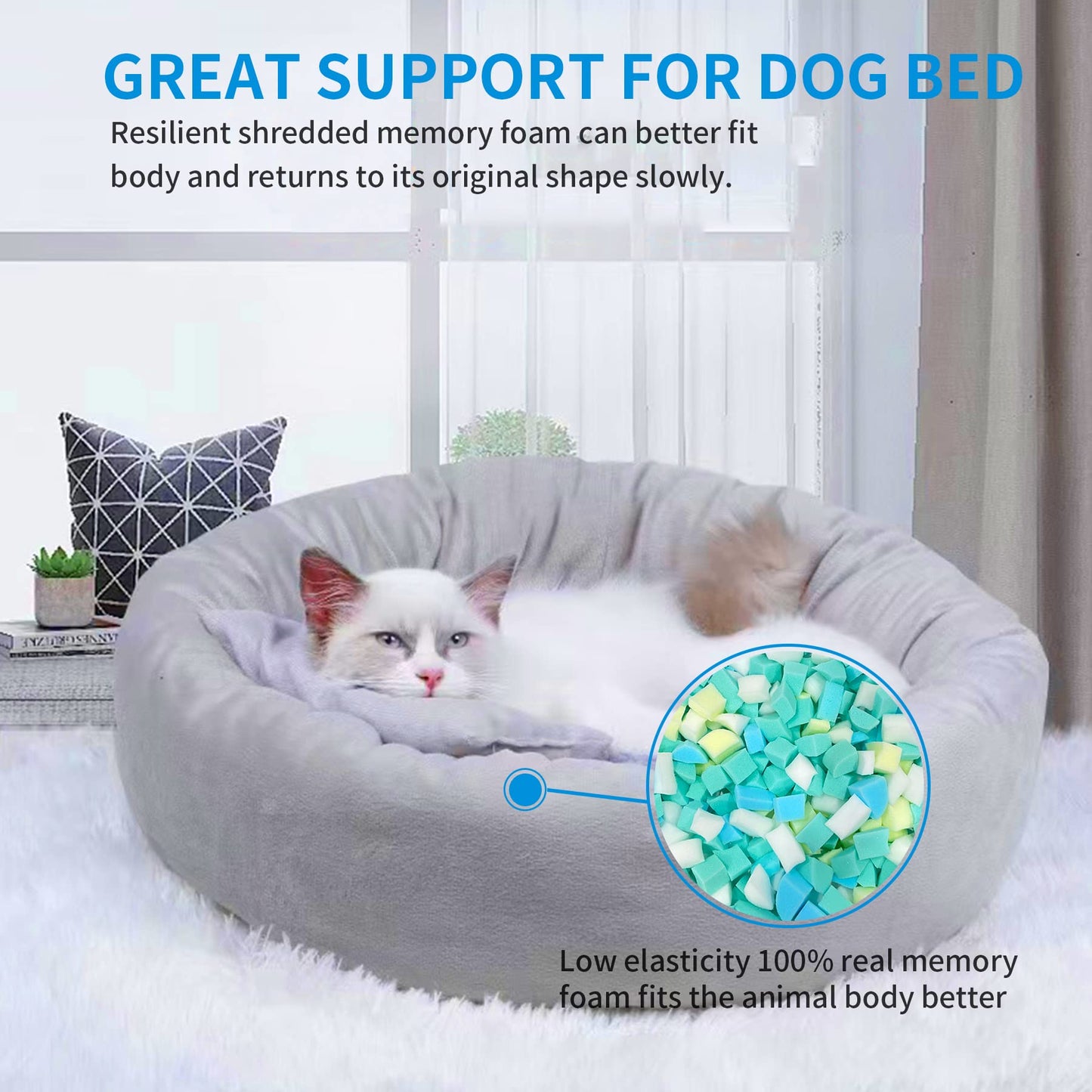 Welacer 15lbs Shredded Memory Foam Filling, Bean Bag Filler Refill, Soft Foam Stuffing for Pillows, Cushions, Stuffed Animals, Arts Crafts & DIY Projects, Multi-Color