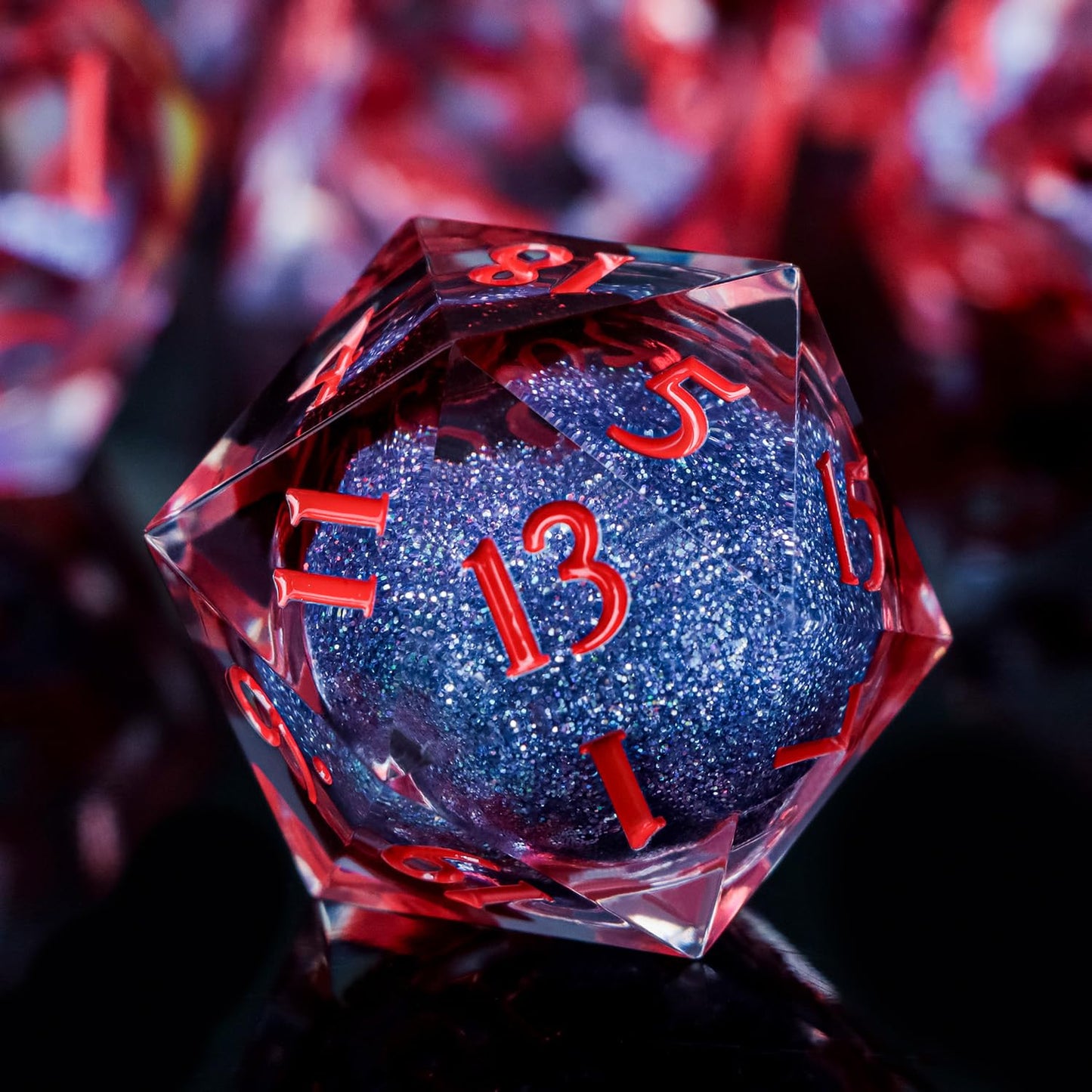 ARUOHHA Liquid Core DND Dice Set Blood Sharp Edged Dragons Dice Compatible with D&D RPG Role Playing Game, Handmade Resin Blood Red Dungeons Polyhedral Dice with Gift Box, D20 D12 D10 D8 D6 D4