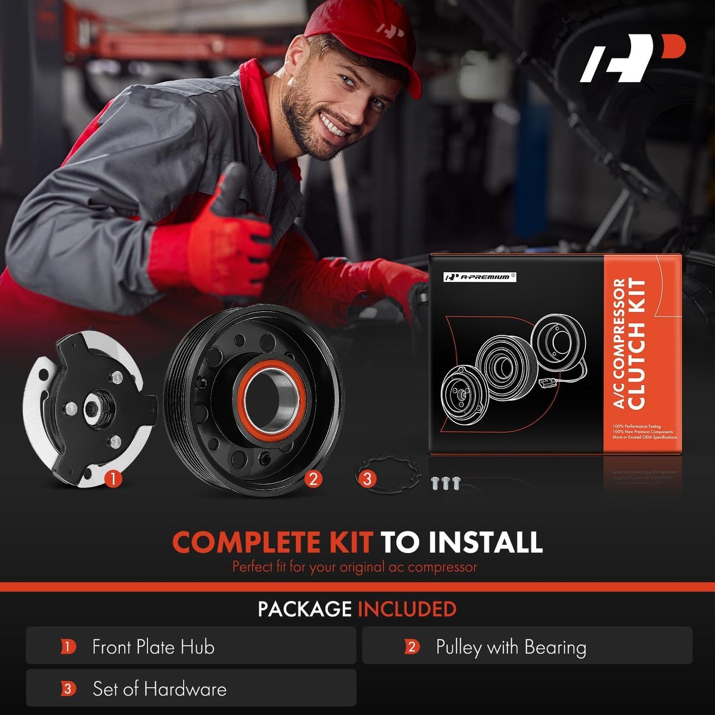 A-Premium Air Conditioner AC Compressor Clutch Kit Compatible with Volkswagen Jetta, Passat, Golf, Tiguan, Beetle, CC, Eos, GTI, Golf City, Golf R, Passat CC & A3, TT, A3 Quattro, TT Quattro