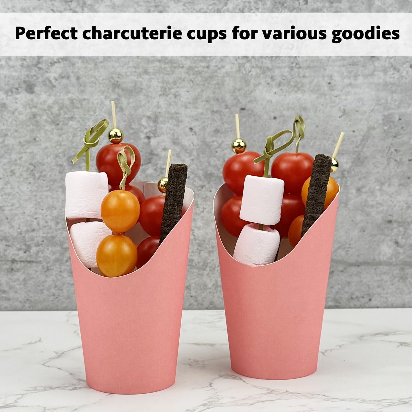 CAMKYDE 100 Pcs French Fries Holder, 12oz Disposable Paper French Fry Cups Pink Charcuterie Cups for all Occasions (12oz, Pink)