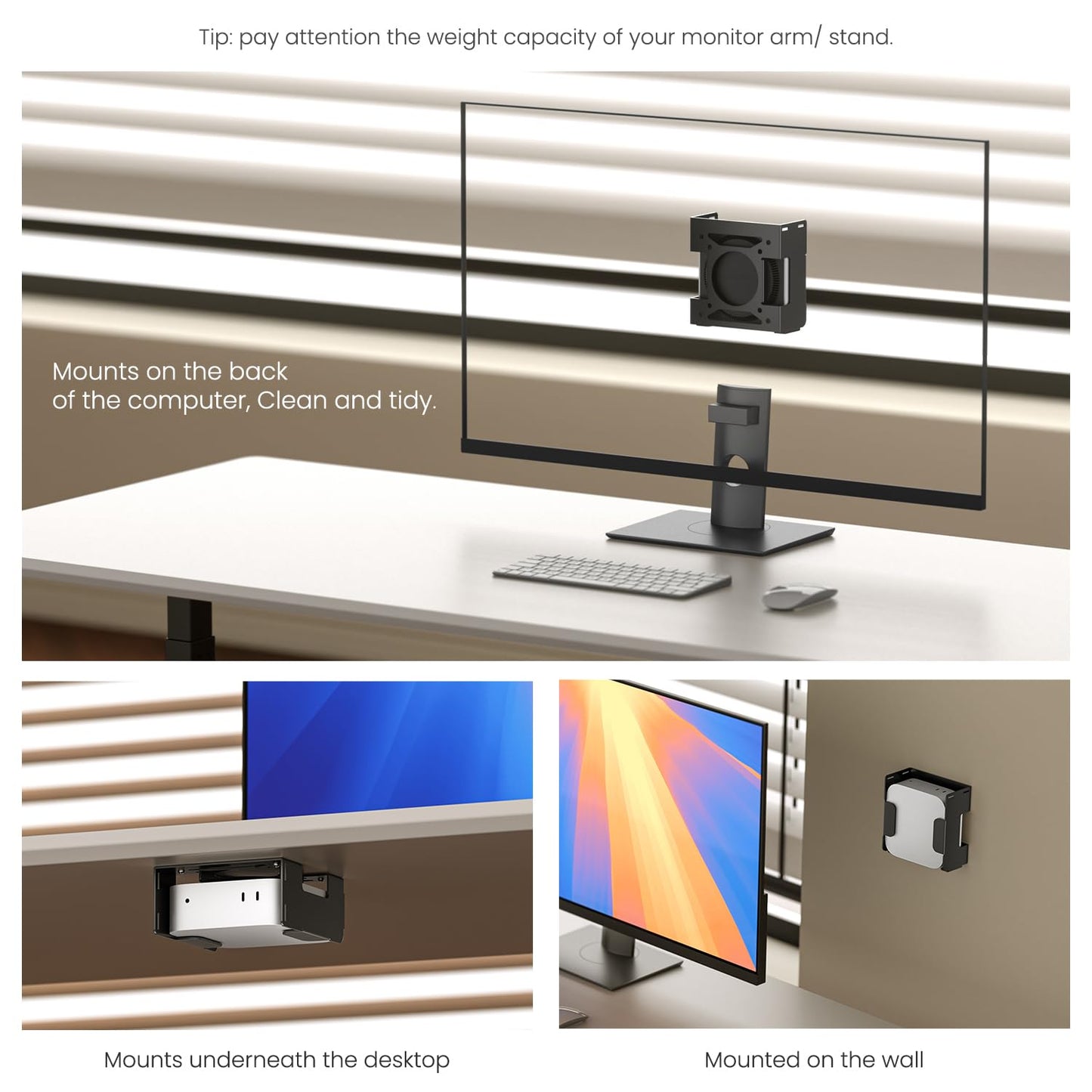 Fasgear Pure Aluminum VESA Mount for Mac-mini M4 2024, Monitors Mounting Bracket for Under Desk with Anti-Theft Function, Metal Wall Mounted VESA Compatible with Mac-mini M4 Pro 2024 (Black)