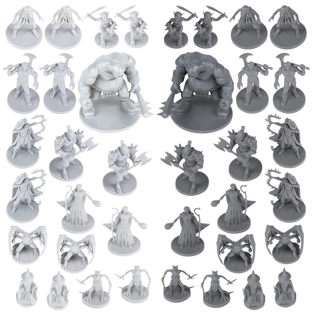 38 Miniatures Fantasy Tabletop RPG Figures for Dungeons and Dragons, Pathfinder Roleplaying Games. 28MM Scaled Miniatures, 10 Unique Designs, Bulk Unpainted, Great for D&D/DND