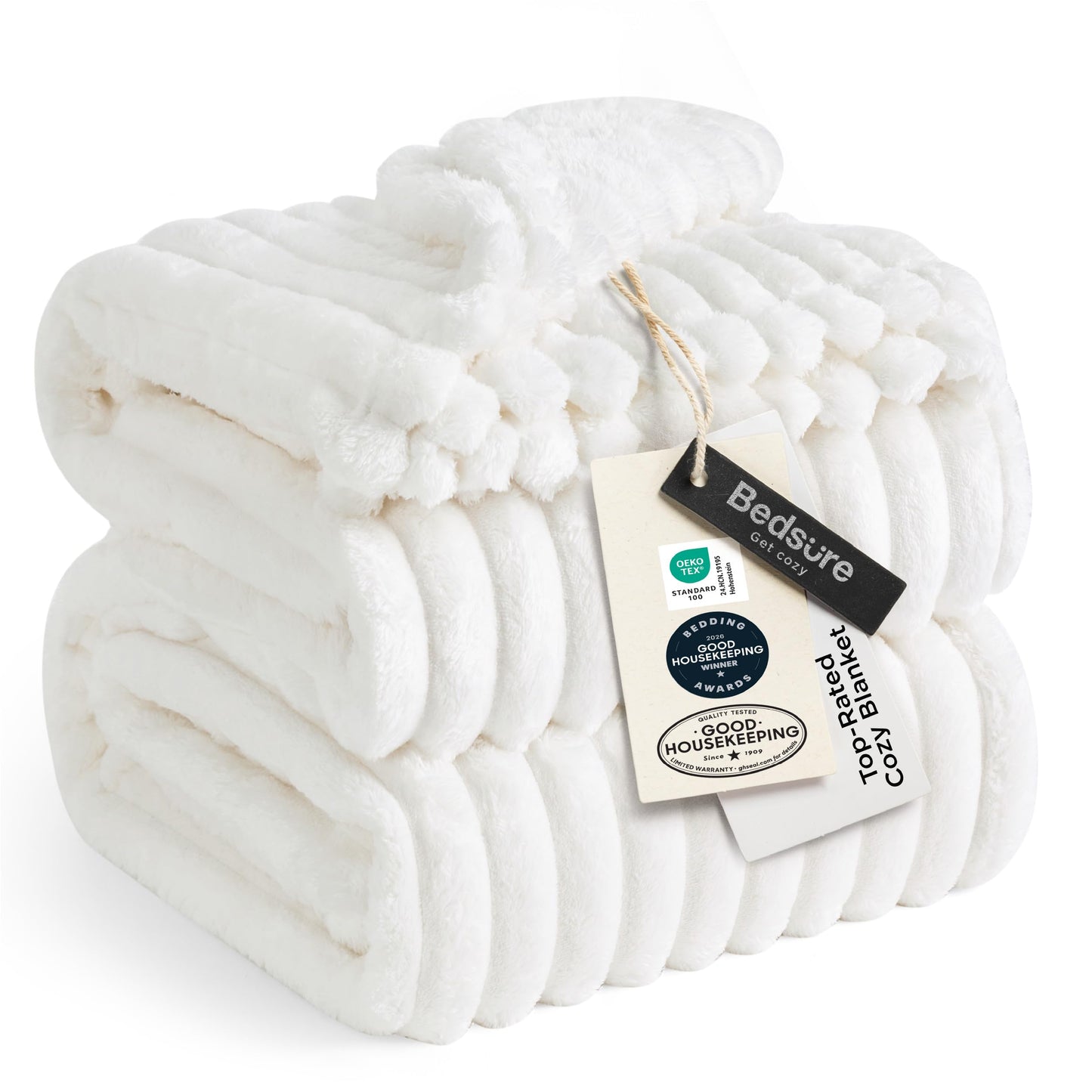Bedsure Bedroom Decor White Queen Blanket, Bedding Gifts for Women Men, Soft Fluffy Fleece Cozy Fuzzy Plush Warm Queen Blanket for Bed, White Gifts for Her Him, 90x90