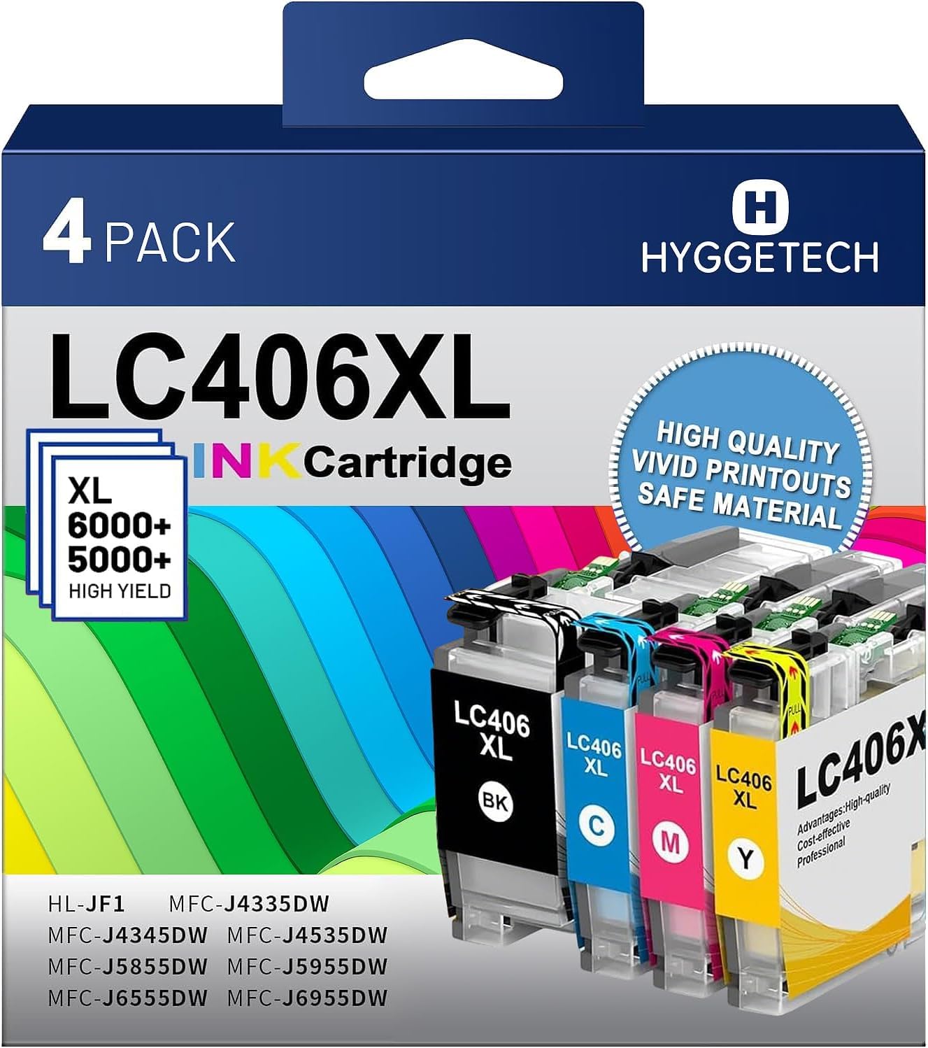 LC406XL Ink Cartridges Compatible for LC406XL Ink Cartridges Brother LC406 Ink Cartridges Work with Brother MFC-J4535DW MFC-J4335DW MFC-J5855DW MFC-J6555DW MFC-J6955DW Printers
