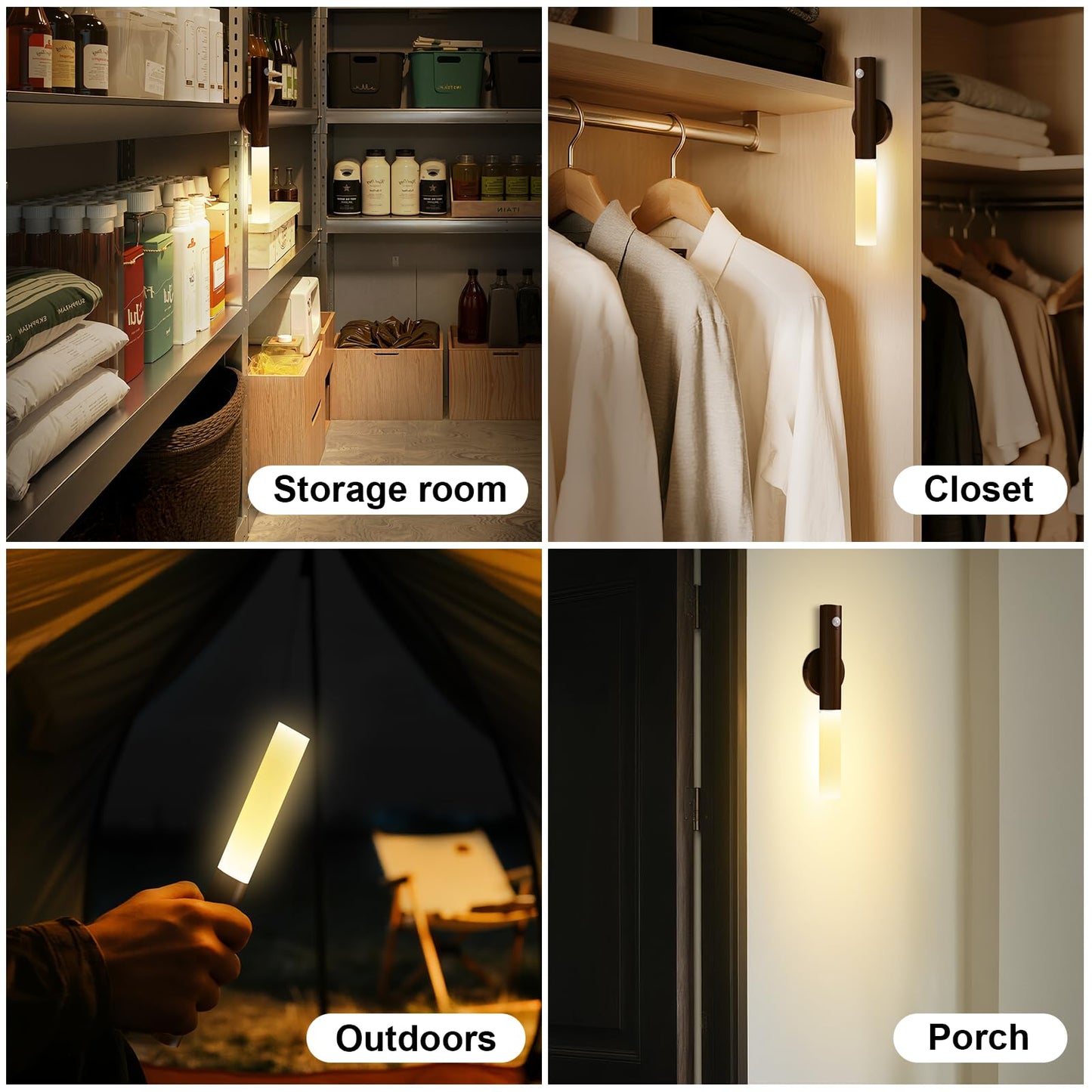 Rechargeable Motion Sensor Light Indoor - 2 Pack Battery Operated Wall Sconces with Magnetic, Wireless Wall Lamp for Bedroom Bedside Stairwell Hallway Porch Picture Lighting