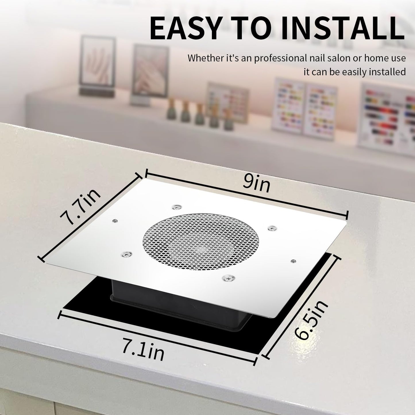 BLUETOP Nail Dust Collector 60W Nail Vacuum Cleaner Table Embedded Dust Extractor Vacuum Professional Built in Desktop Nail Dust Collector Quiet Nail Fan Low Noise for Nail Salon Home