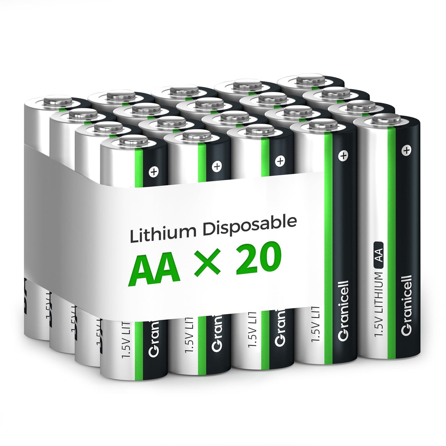 Granicell Lithium Iron AA Batteries 20-Pack, 3500mAh 1.5V High-Capacity for Flashlights, Toys & Electronics