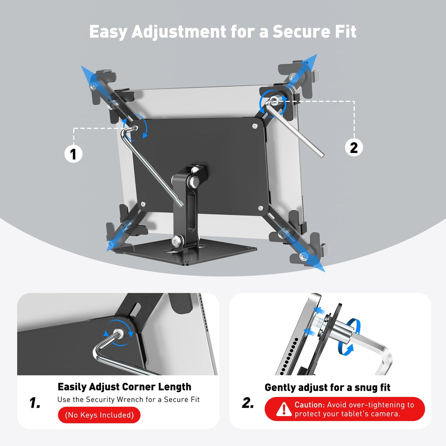 AboveTEK Universal Tablet Wall Mount, Anti-Theft iPad Mount with Locking Enclosure for 9.7"-13" Screen, Heavy-Duty Aluminum Kiosk for Business POS Display, Adjustable 360° Swivel & Tilt VESA Mount