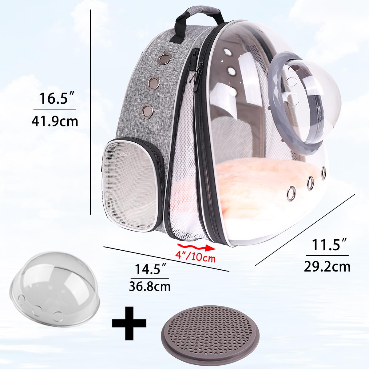 Front Extension Cat Backpack Carrier, Pet Travel Backpack for Kitten and Small Dogs, Clear Bubble Window Space Capsule Astronaut Liked Portable Vet Visit Book Bag Airline Approved