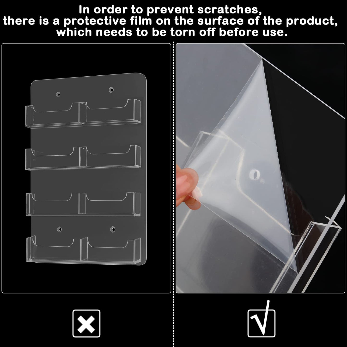 Lincia 2 Pieces Acrylic Business Card Holder Wall Mount Clear Sticker Display Rack Multiple Clear Acrylic Card Organizer Sticker Display Stand Pre Drilled Index Storage