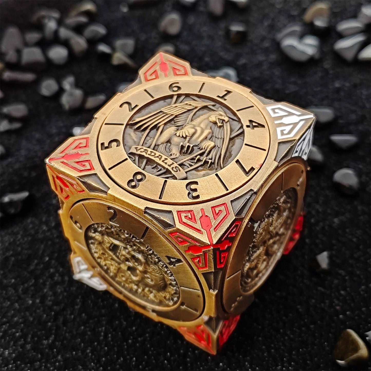 DND Spinner Dice, 7-in-1 Metal Dice Set with Gifts Case for DND Gifts, 3D Relief Polyhedral Roleplaying Game Dice, Fantasy D&D Tabletop RPG Dice (Ancient Gold)