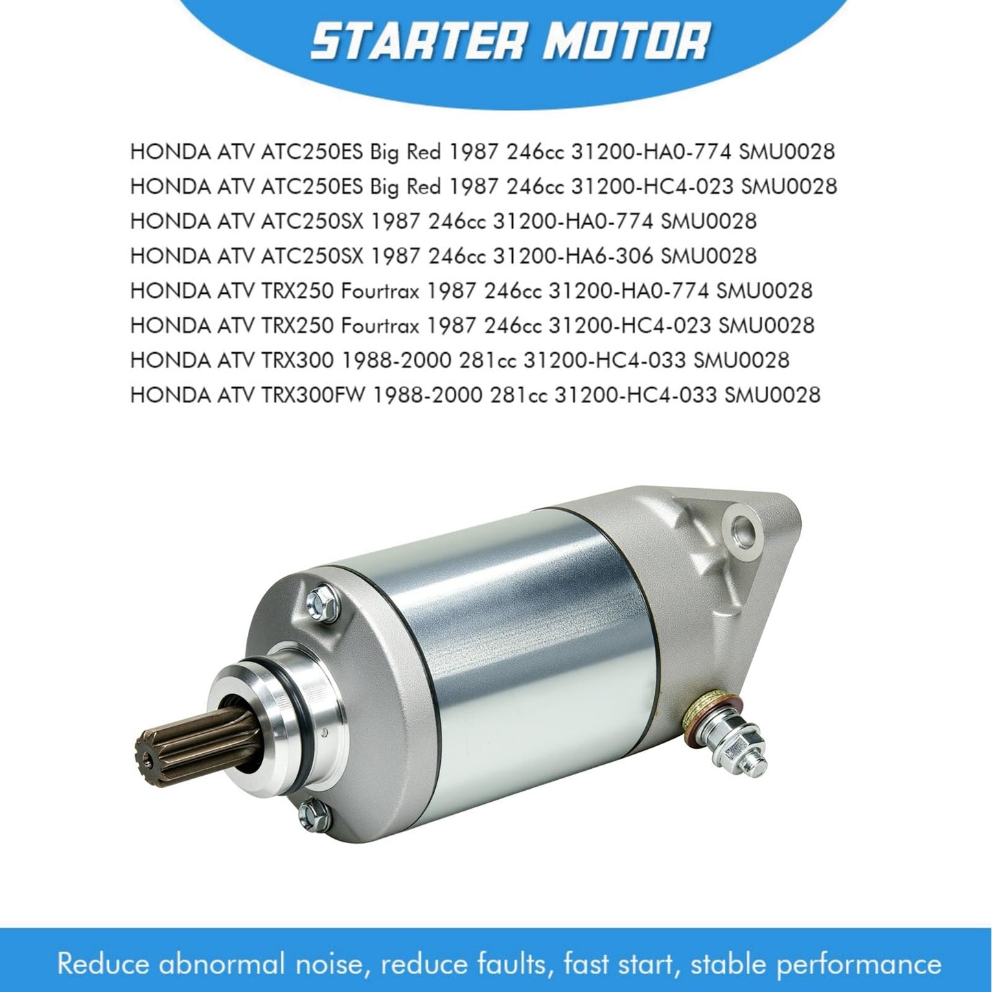 Starter Motor Replacement for 1987-2005 Suzuki QuadRunner King Quad LT-F300F 250 300C & Arctic Cat 3545-003 31100-19B00 31100-19B11 31100-19B12 31100-19B20