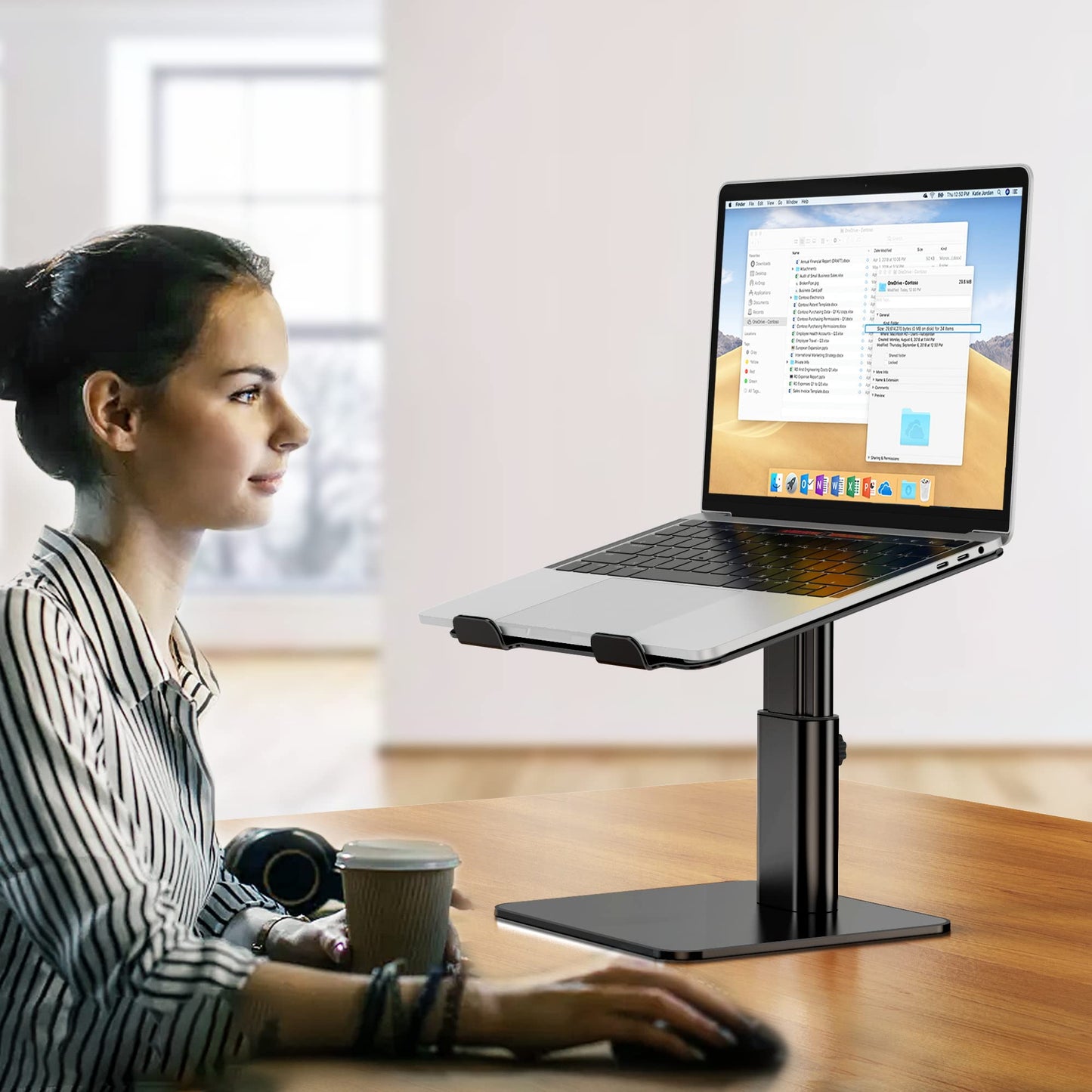Besign LSX6N Aluminum Laptop Stand, Ergonomic Adjustable Notebook Stand, Riser Holder Computer Stand Compatible with Air, Pro, Dell, HP, Lenovo More 10-14" Laptops, Black