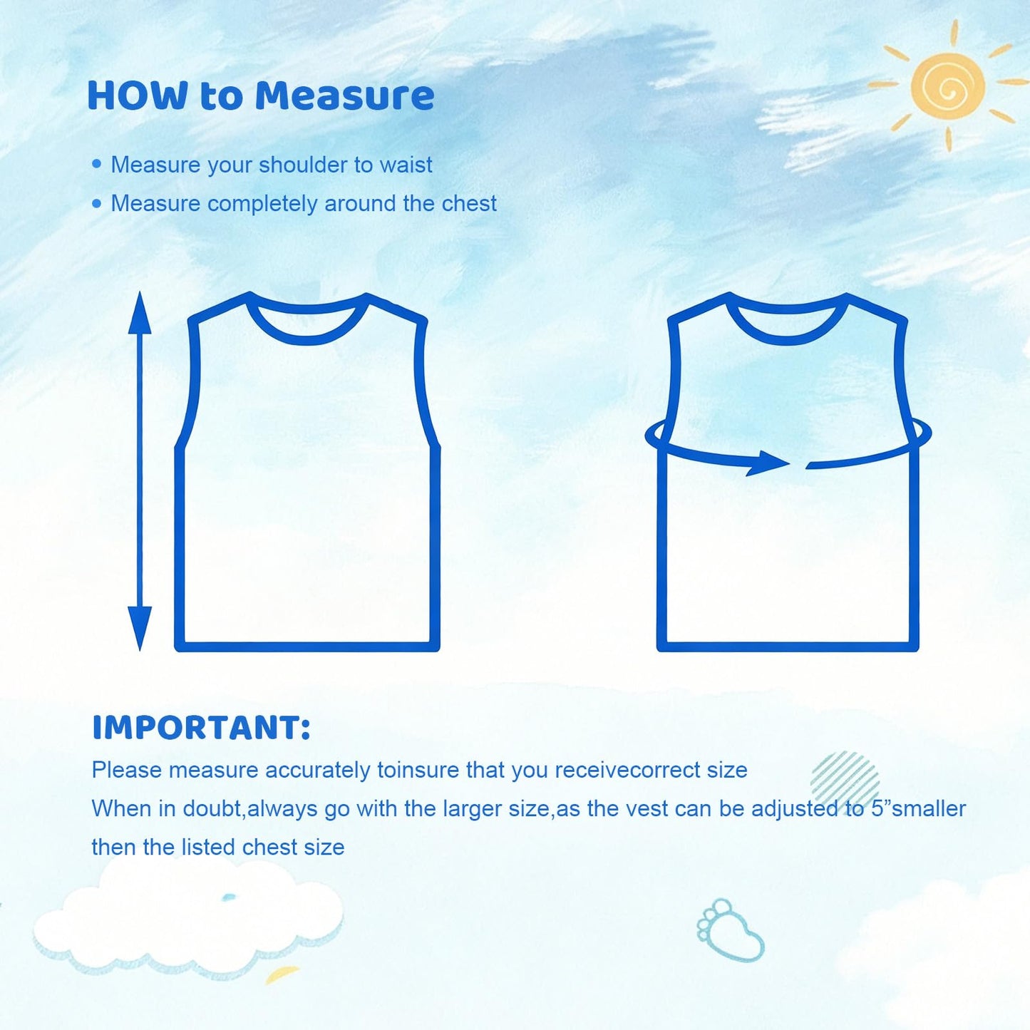 TOPARCHERY Sensory Compression Vest Deep Pressure Vest 17” x 30” Soft Breathable Form-Fitting (Medium，Blue)