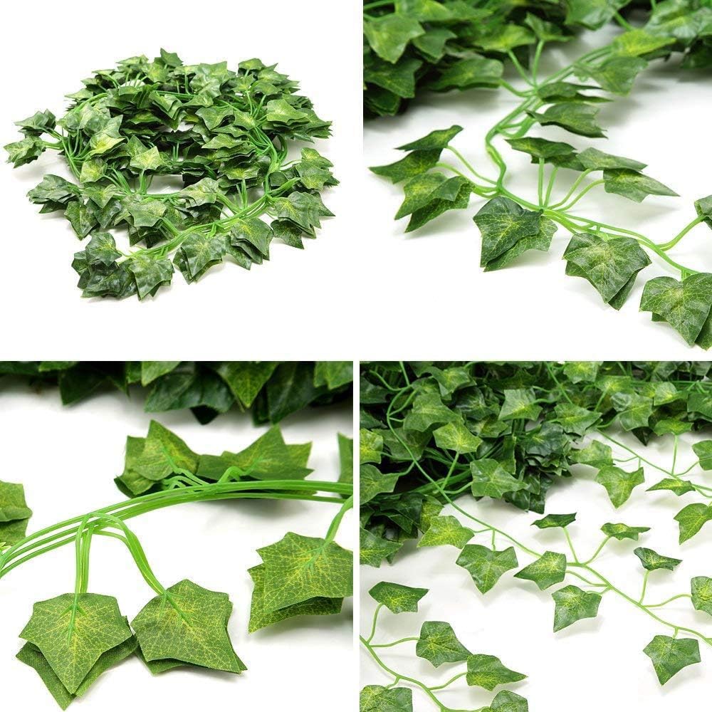 96 Pack Fake Vines for Room Decor Artificial Ivy Garland with Clip Green Flowers Hanging Plants Faux Greenery Leaves Bedroom Aesthetic Decor for Home Garden Wall Wedding