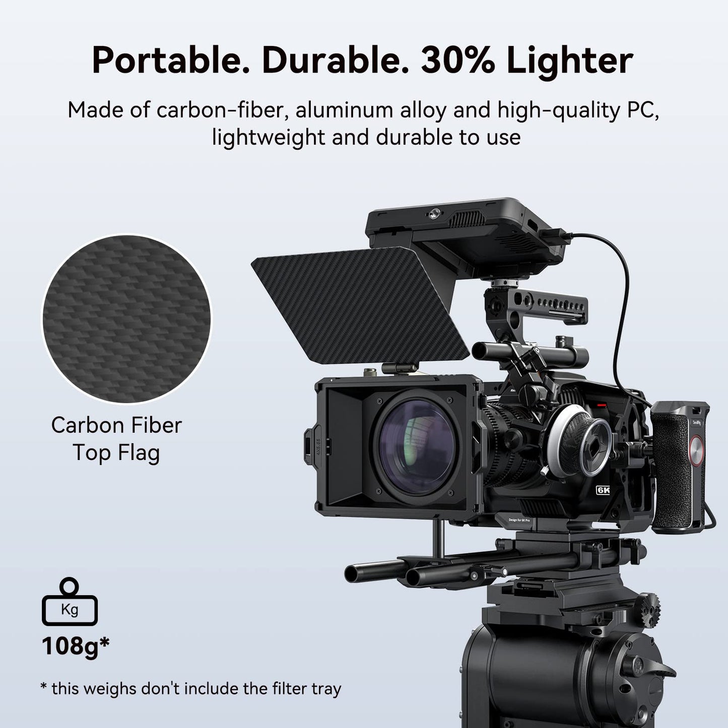 SmallRig Mini Matte Box Lite with Top Flag for DSLRs and Mirrorless Cameras, Compatible with 67mm/72mm/77mm/82mm/95mm Lenses, Comes with Filter Tray - 3575