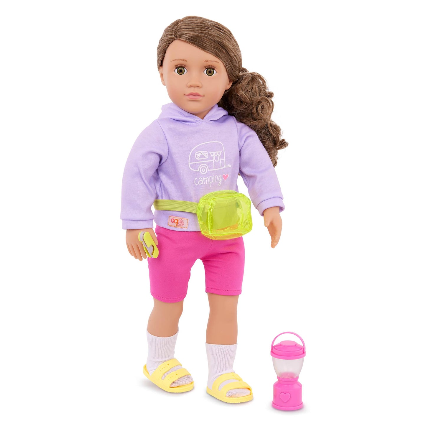 Our Generation – 18-inch Camper Doll – Lifelike Hazel Eyes & Wavy Brown Hair – Light-up Lantern & Camping Accessories – Pretend Play – Toys for Kids Ages 3 Years & Older – Vivian