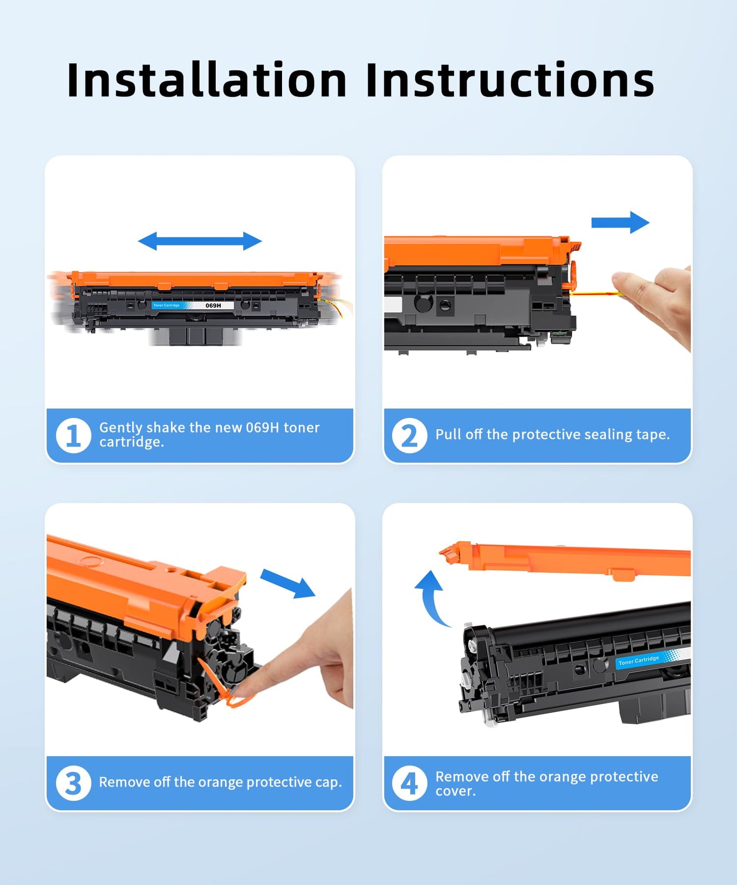 CRG-069H Compatible Toner Cartridge MF753Cdw MF751Cdw Replacement for Canon 069 069H CRG-069 CRG-069H Work with Canon imageCLASS MF753Cdw MF751Cdw LBP674Cdw (CRG-069H BK/C/M/Y,4 Combo Pack)