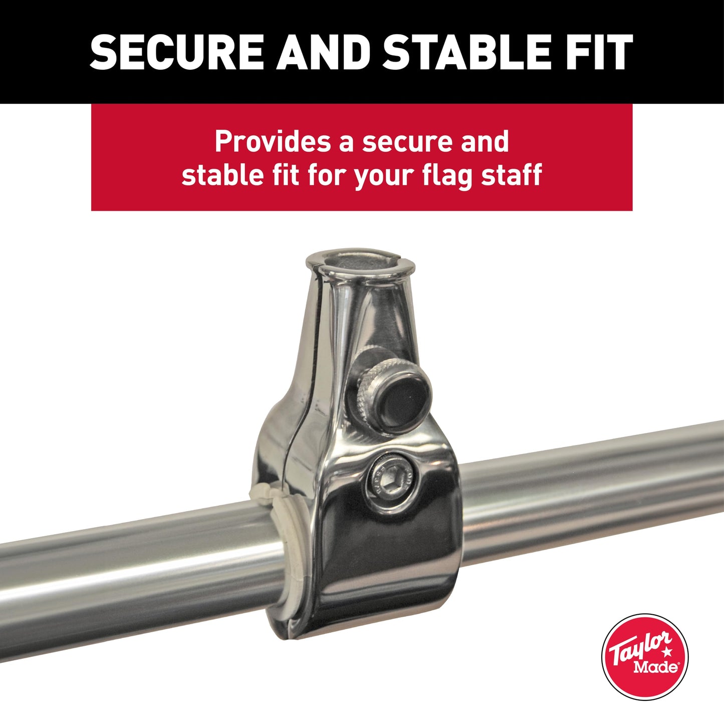Taylor Made Flag Pole Socket Rail Mount for 7/8" to 1" Rails with 1" Flag Staff — Perpendicular Mount with Adjustable Angle - Secure Fit - Made in The USA from T304 Stainless-Steel — 2020109091