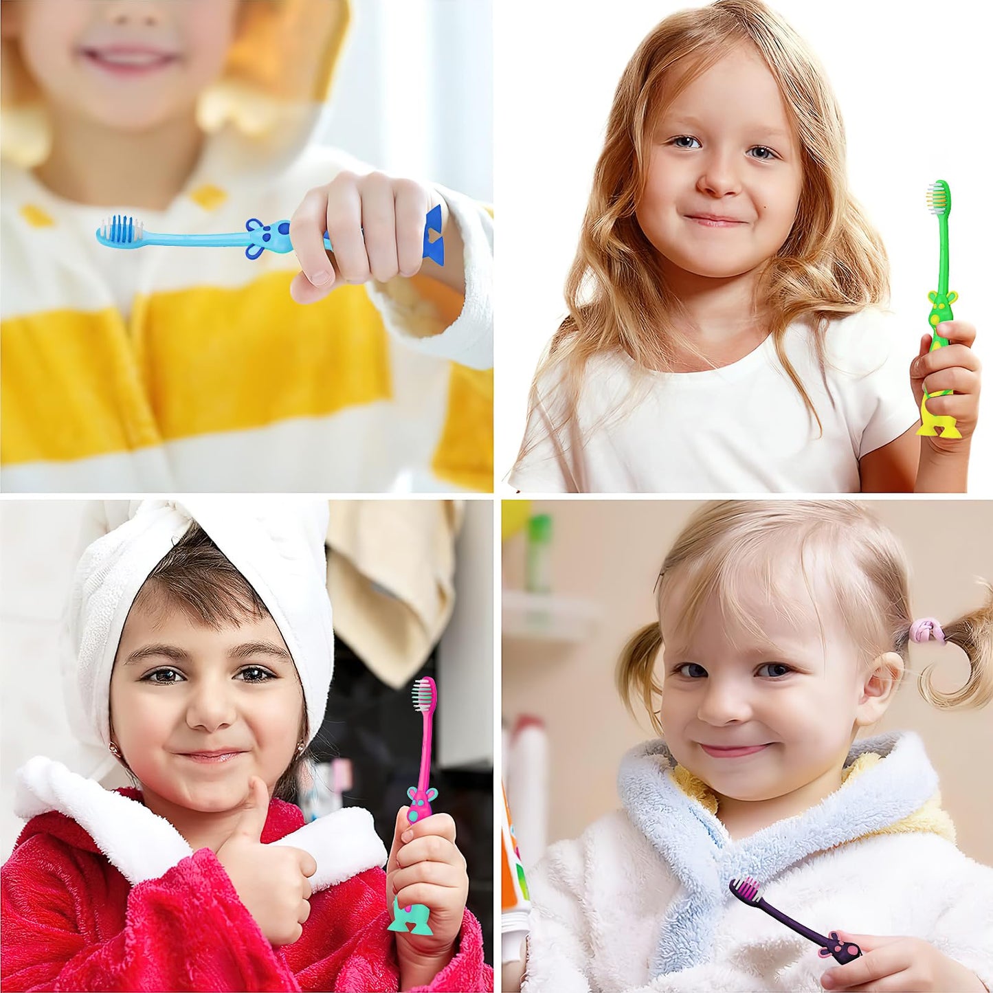 100 Pcs Kids Toothbrushes Bulk Cute Kangaroo Children's Toothbrush with Covers and Suction Cup, Individually Wrapped Soft Bristles Manual Baby Toothbrushes for School Daycare Travel Oral Hygiene