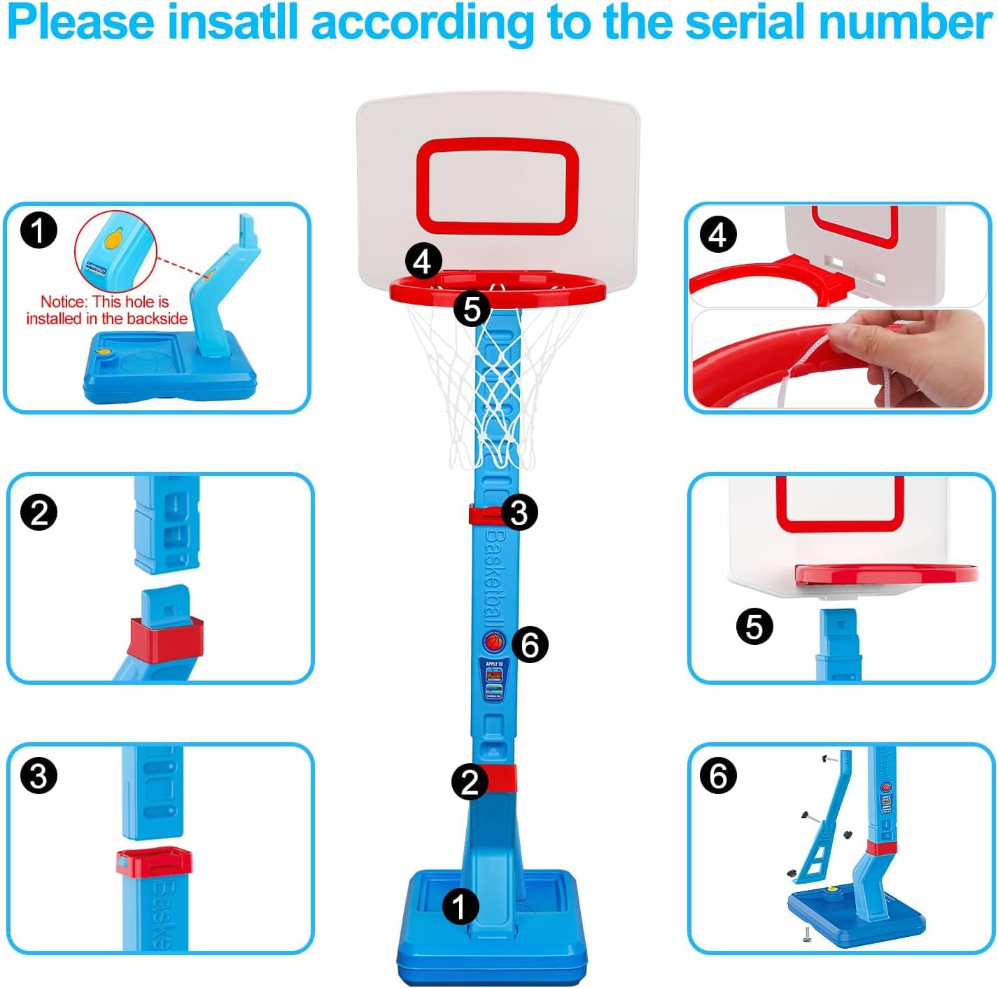 Basketball Hoop Indoor for Toddler Toys 3-5 5-8 Adjustable Portable Basketball Net Set Pool Outdoor Backyard Toy Mini Hoop Basket Ball Game for Kids Age 3 4 5 6 7 8 Year Old Boys Girls