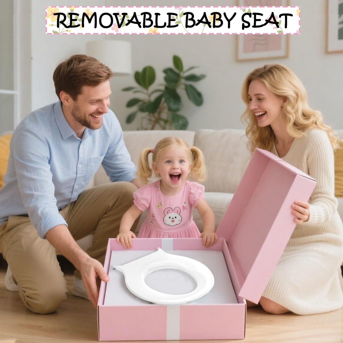 Aünsffer Potty Training Toilet Seat Round 2 in 1, Family Toilet Seat with Built-in Child Seat, Soft Close + Quick Release, Quiet and Easy Clean, Upgraded Plastic, White