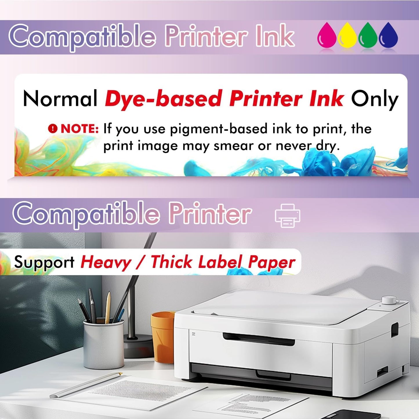 Koala Printable Vinyl Sticker Paper for Inkjet Printer - 50 Sheets White Glossy Sticker Paper, Waterproof Sticker Printer Paper 8.5x11 Inch, Tear-Resistant, Removable