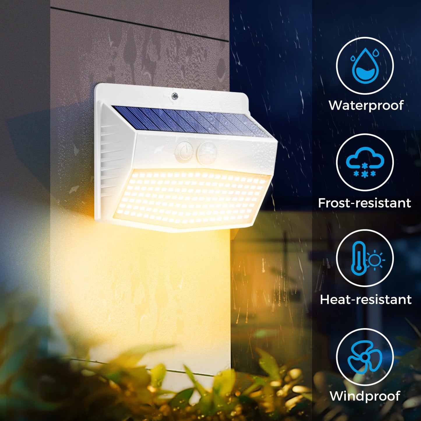Peaur 3 Lighting Modes Solar Lights Outdoor, 8 Pack 138LED Solar Motion Sensor Light, IP65 Waterproof Wireless Wall Lights Solar Powerd Security Lights for Fence Yard Garden Deck Garage-Warm White