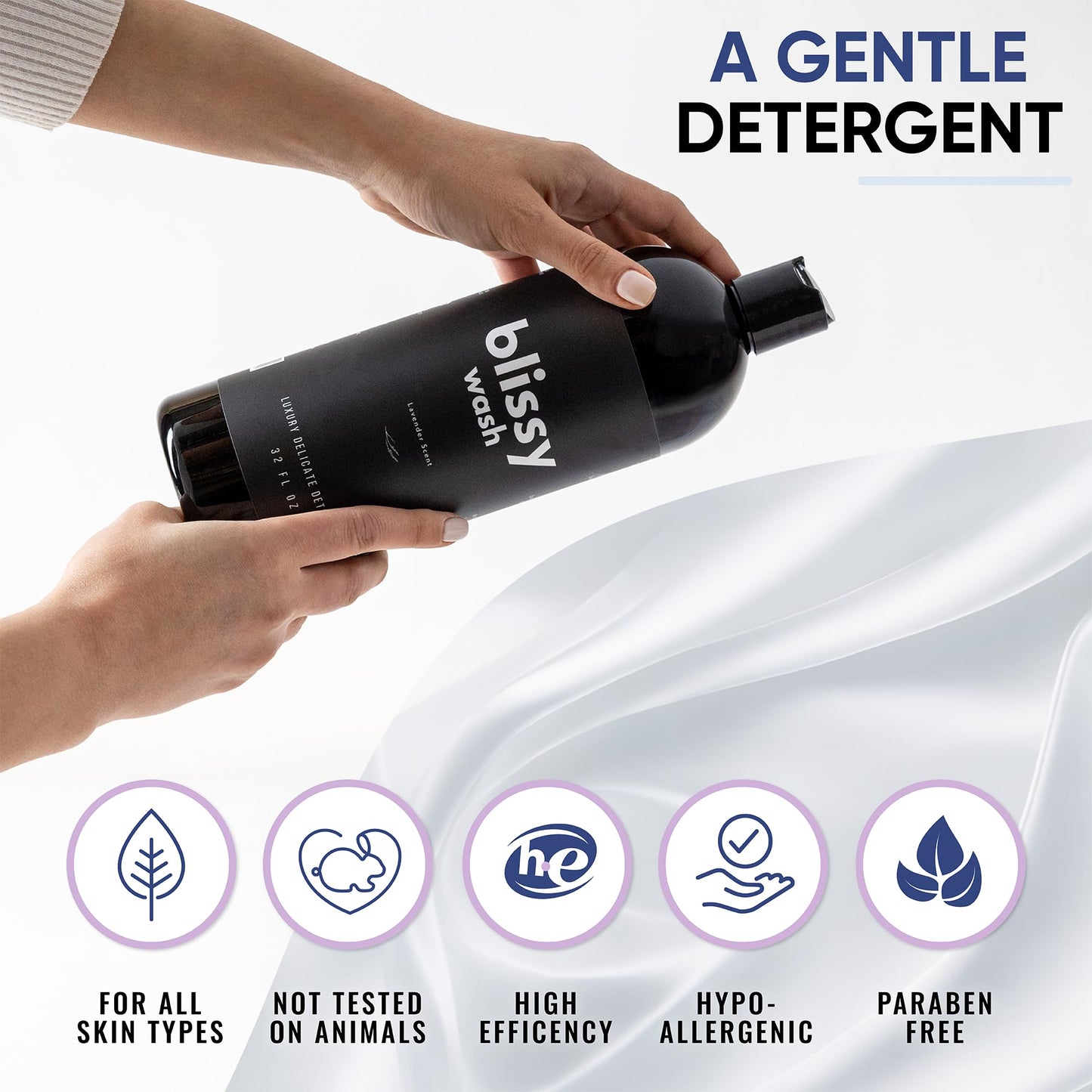 Plant Based Natural Laundry Detergent - Wool, Silk & Cashmere Detergent for Washing Machine - Naturally Scented with Lavender Oil - Silk Detergent, Cashmere Wash, Wool Shampoo - Silk Laundry Detergent