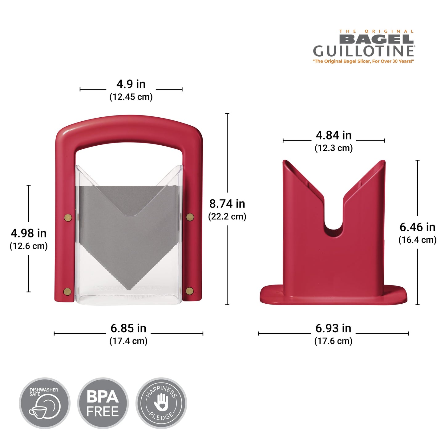 Hoan The Original Bagel Guillotine Universal Slicer, 9.25-Inch, Red