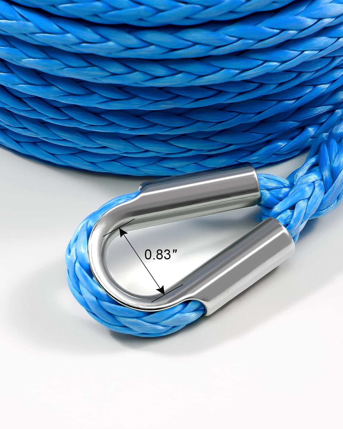 Kolvoii Winch Rope Extension 3/8 Inch x 50Ft 26,500 Lbs, Synthetic Winch Extension Cable Line for Off Road Vehicle ATV UTV Truck etc - Blue