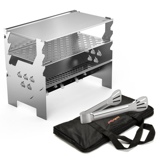 onlyfire Detachable Portable Charcoal Wood Grill Camping Grill for Picnic, Hiking, Backyard Cooking - with Handbag