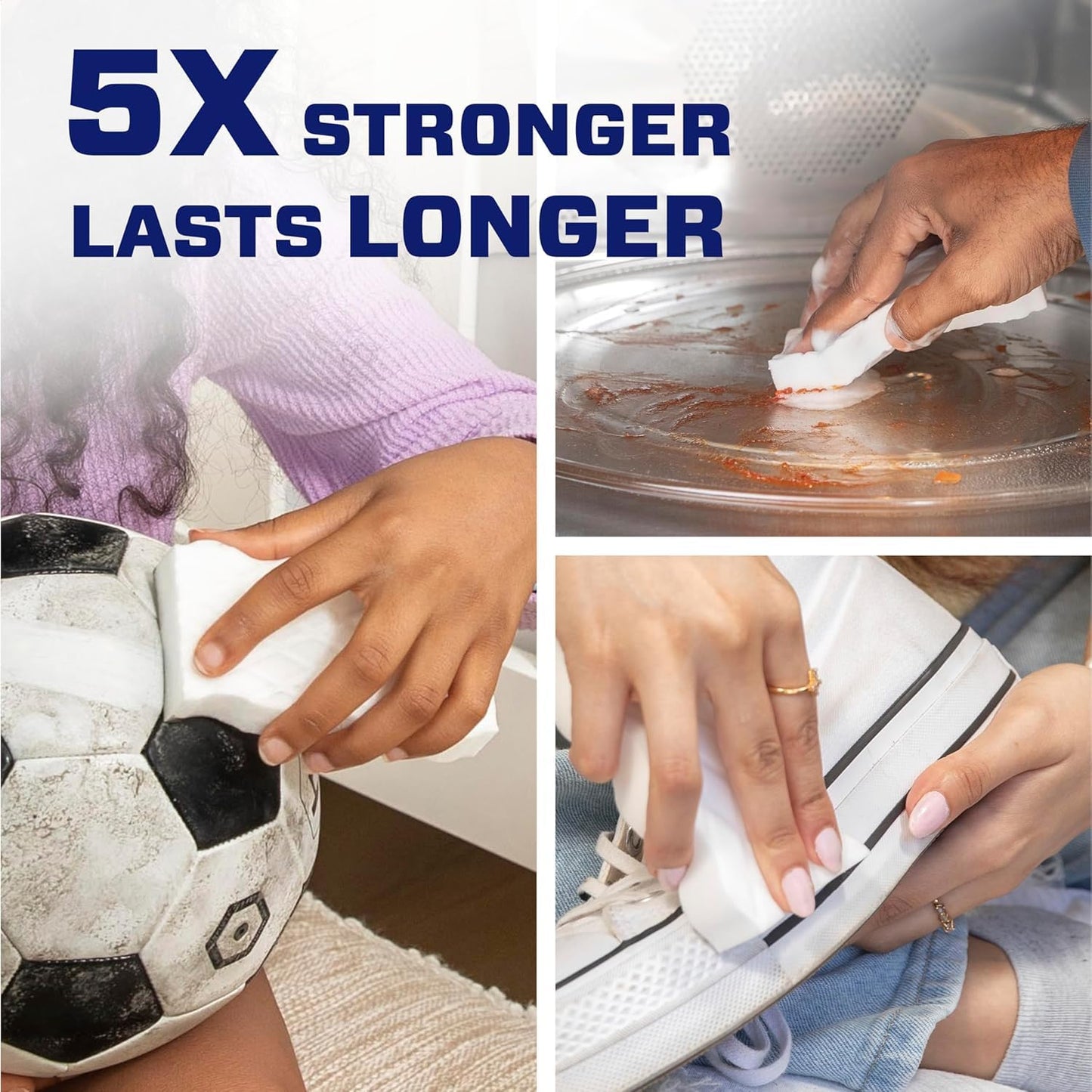 Extra Durable Cleaning Eraser Sponges, 15 Pack - Multipurpose Melamine Foam Scrubbers for Stubborn Stains, Dirt, Grime Removal on Walls, Floors, Appliances, Bathrooms, and Kitchen Surfaces