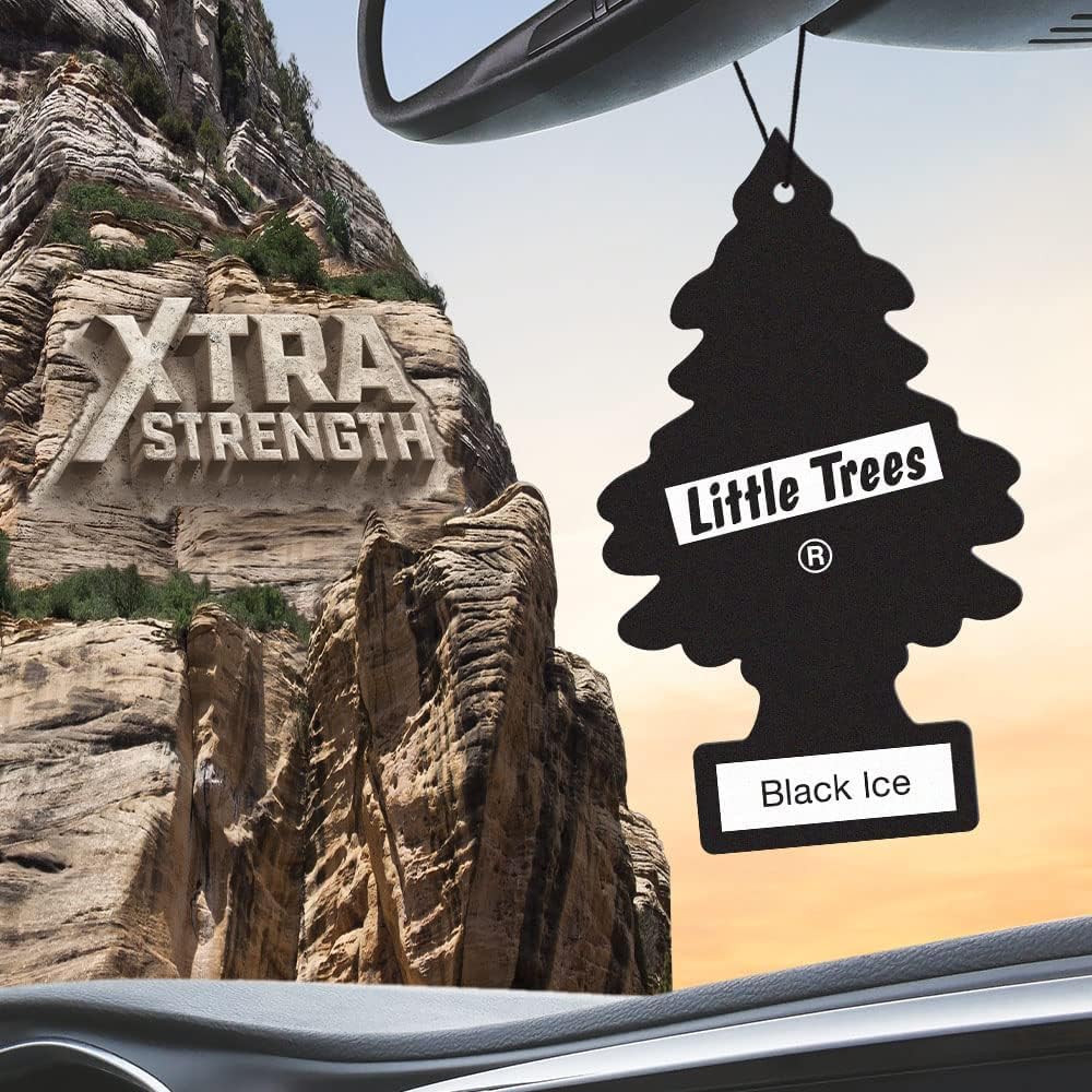 Little Trees Car Air Freshener | Xtra Strength Provides Long-Lasting Scent for Auto or Home | Extra Boost of Fragrance | Black Ice, 24 Air Fresheners