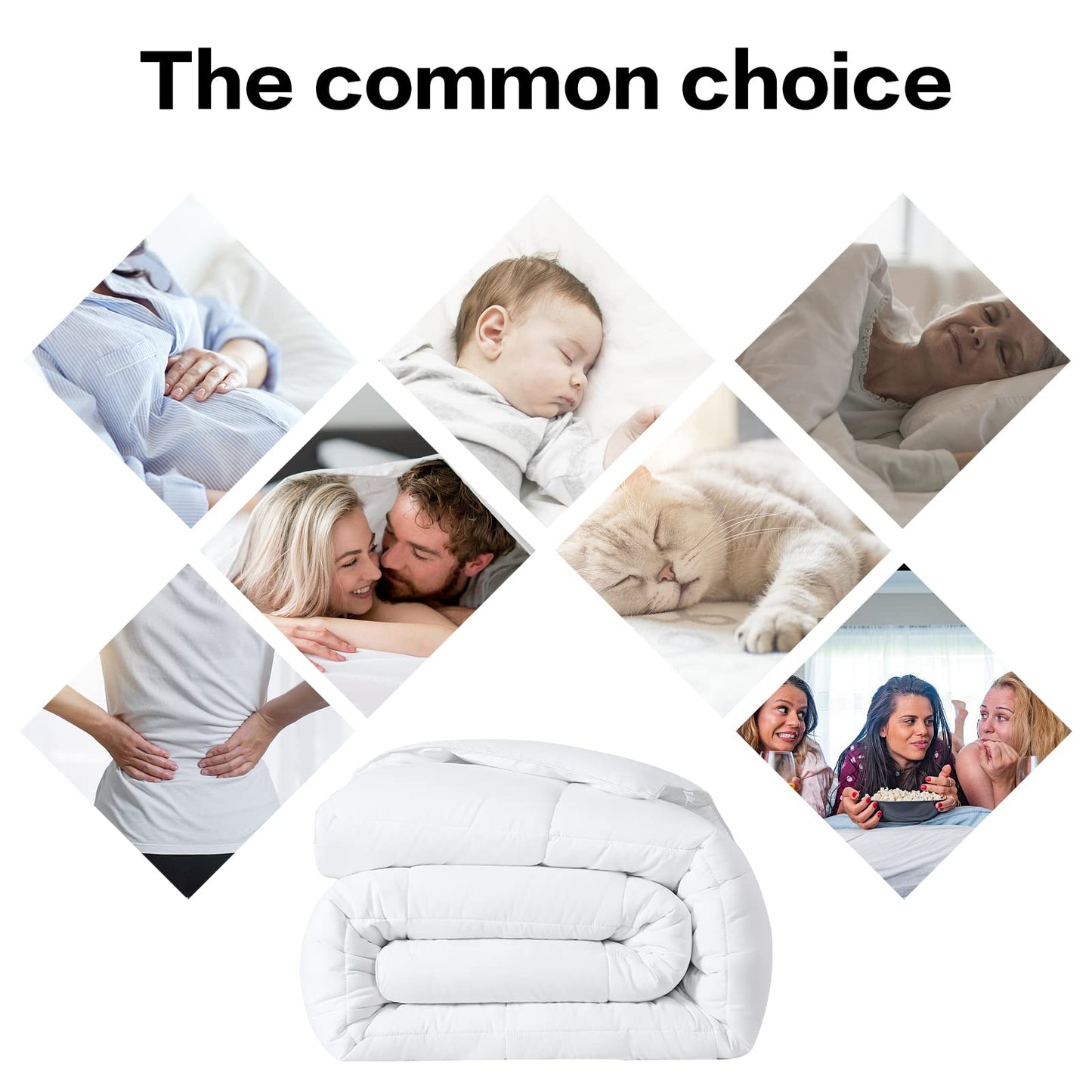 All Season Queen Size Comforter -Soft Quilted Down Alternative Breathable Duvet Insert with Corner Tabs - Luxury Hotel Collection-Reversible Fluffy Washable(88 by 88 inches,White)