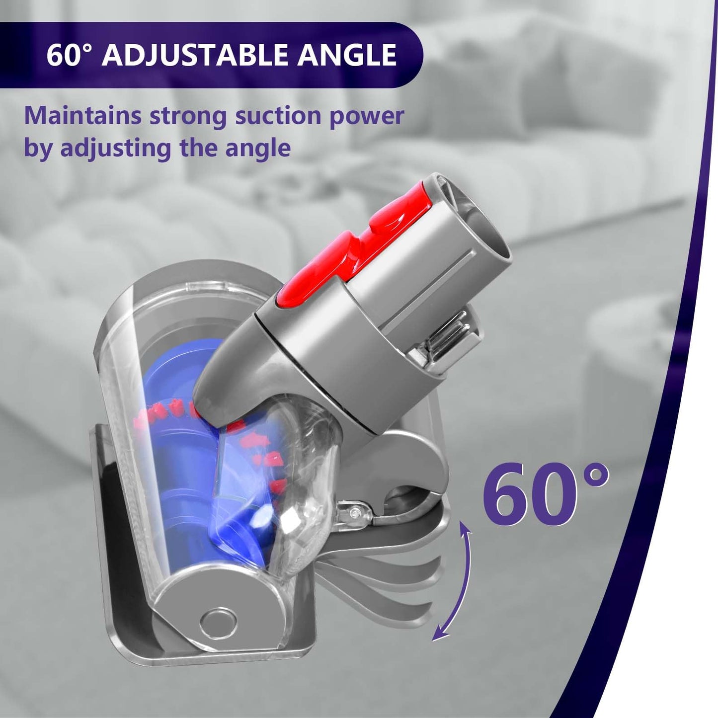 Mini Motorized Tool Brush Head Compatible with Dyson V7 V8 Cyclone V10 V11 V15, Anti-Tangle Attachment Replacement Head Suitable for Long Hair and Pet Hair