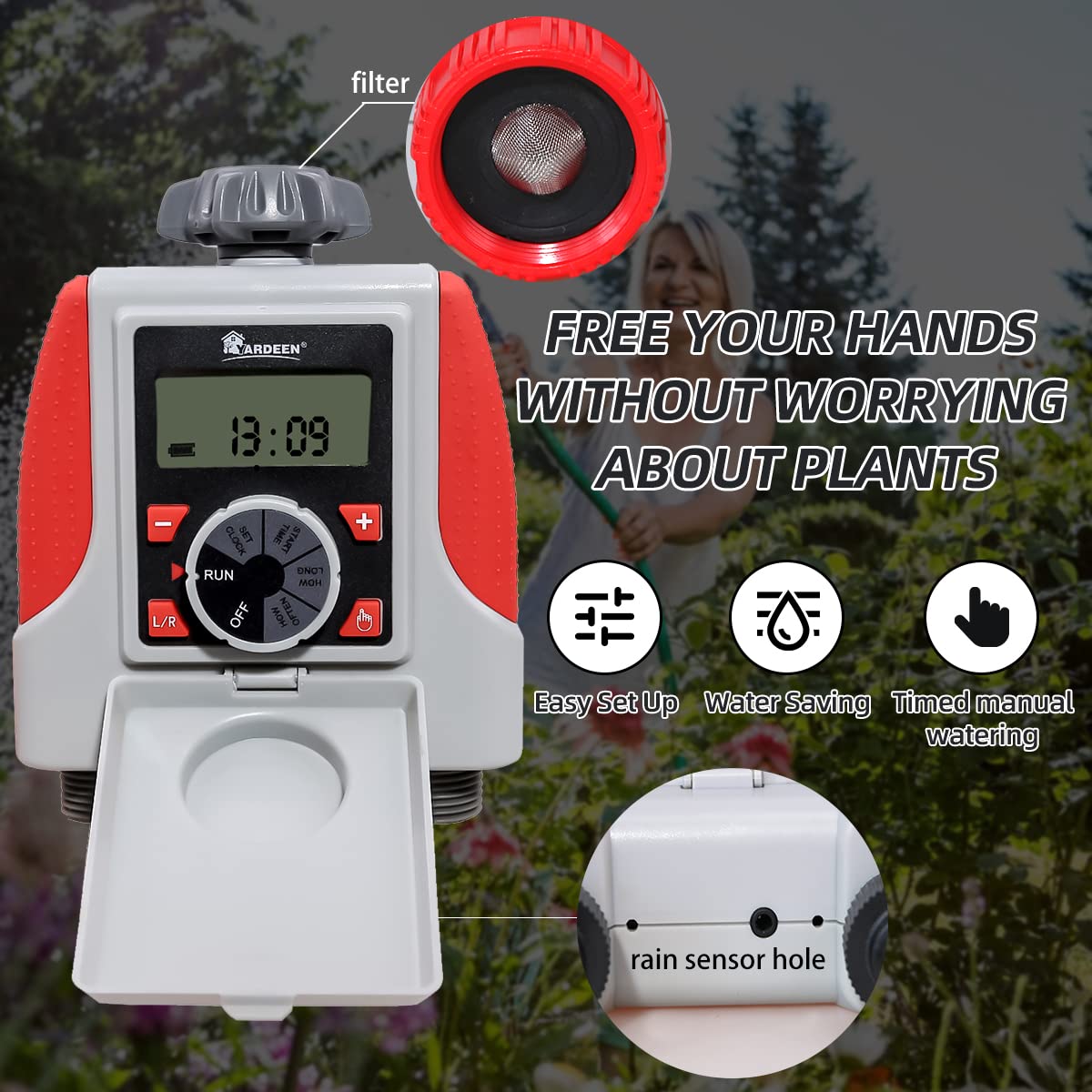 Electronic 2-Outlet Hose Water Timer Waterproof Programmable Garden Yard Sprinkler Timer Automatic Valve