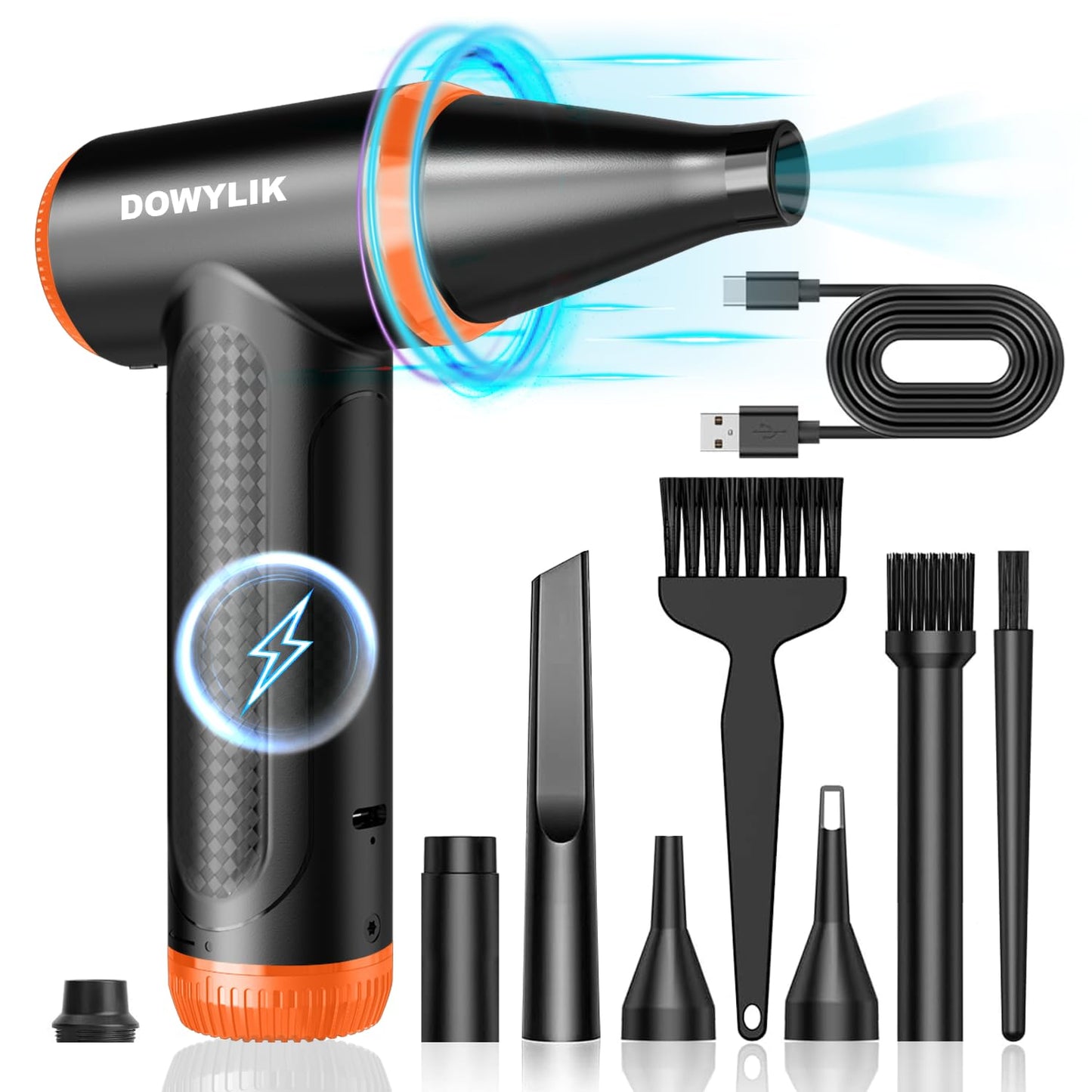 DOWYLIK Air Blower Mini Compressed Air Duster, 150000RPM Stepless Speed Electric Air Duster Keyboard Cleaner, Rechargeable Good Replacement Canned Air-PC Computer Duster with Brushless Motor