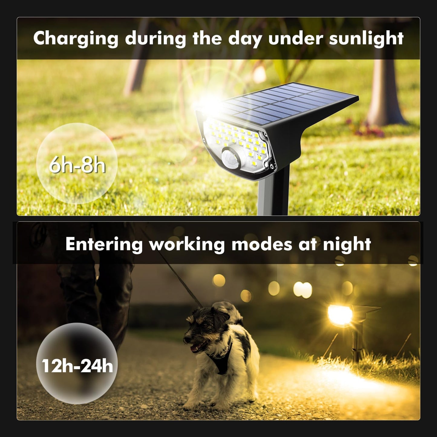 AloftSun Solar Motion Sensor Outdoor Lights,Waterproof Motion Sensor Spot Lights- 30 LED/3 Modes Solar Powered Spotlights,Landscape Lighting for Yard and Garden, Warm White,6 Pack