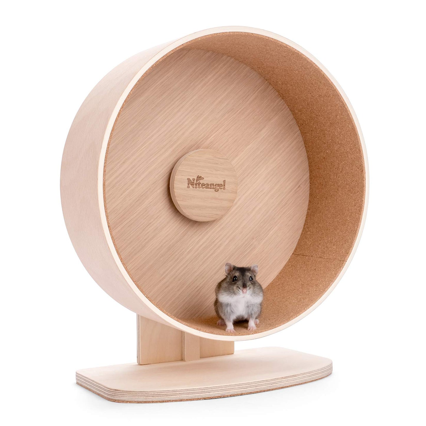 Niteangel Wooden Hamster Exercise Wheel: - Silent Hamster Running Wheel for Hamsters Gerbil Mice and Other Similar-Sized Small Pets (Medium)
