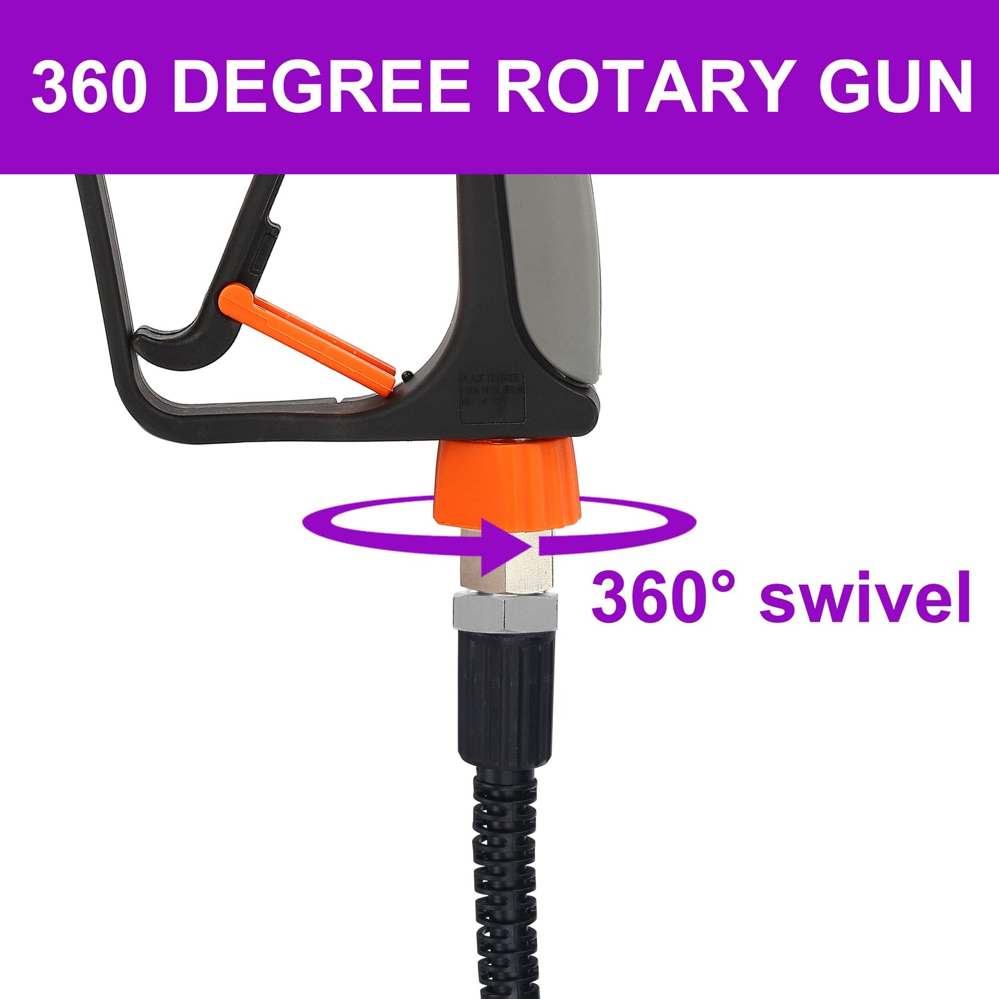 PWACCS Pressure Washer Gun with Swivel, Short Power Washer Gun with 3/8” Quick Connector, M22 14mm /15mm Fitting, 5 Pressure Washer Nozzle Tips with Holder, 5000 PSI