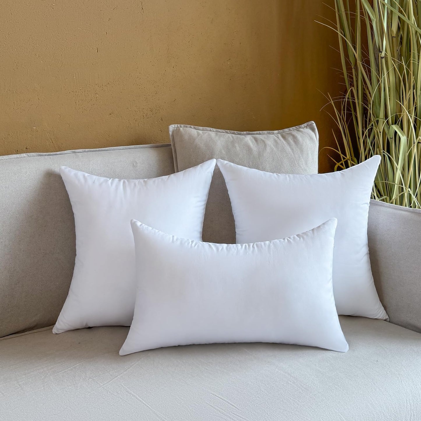 OTPIPCS 22 x 22 Outdoor Pillow Insert Set of 2 Large Square Patio Furniture Pillows for Porch Couch Fall Throw Pillow Inserts Premium Decorative Stuffer Pillows Waterproof White Sofa Cushion