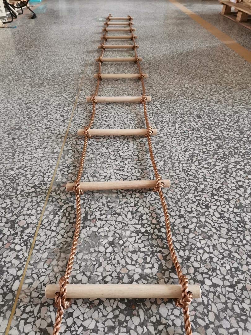 ISOP Swedish Wall Rope Ladder 6.5ft (2m) - Climbing Rope Ladder for Kids | Tree Ladders Play Equipment | Wooden Ladders with Spring Hooks | Playground Accessories | Kids Climbing Toys for Backyard